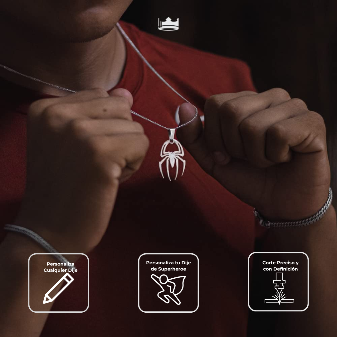 Collar Dije Grande Spiderman Plata .925