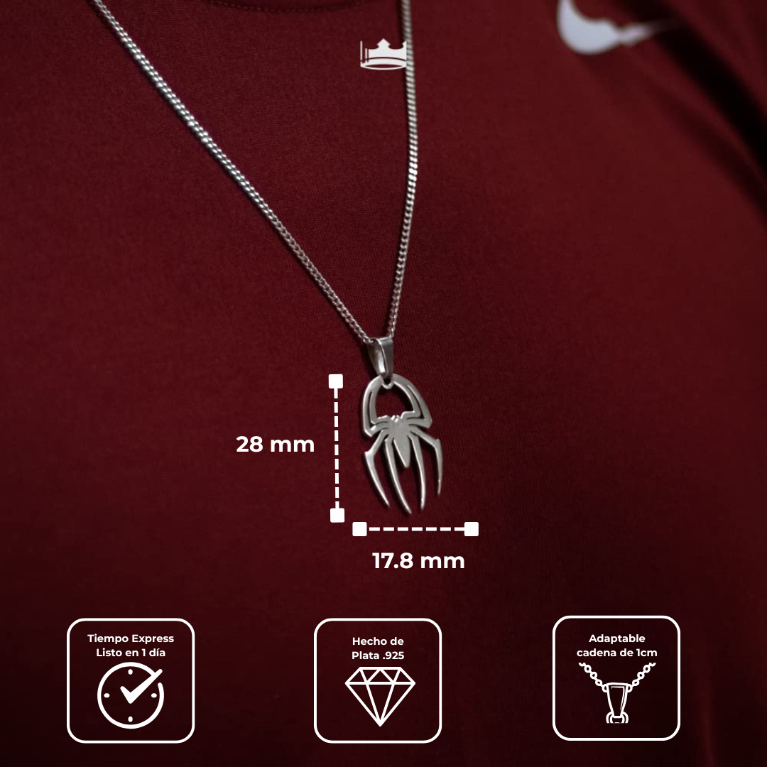 Collar Dije Grande Spiderman Plata .925