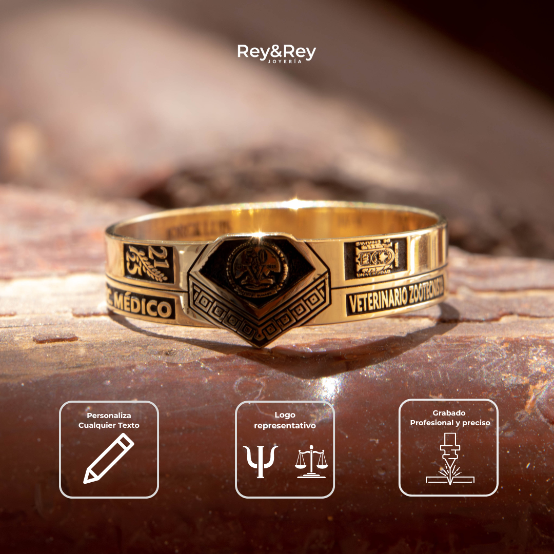 Anillo Graduación Alianza Grecas Oro 10k