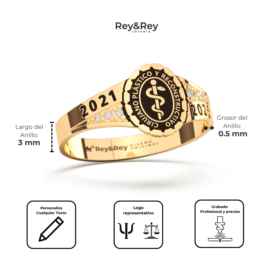 Anillo Graduacion Continente Oro