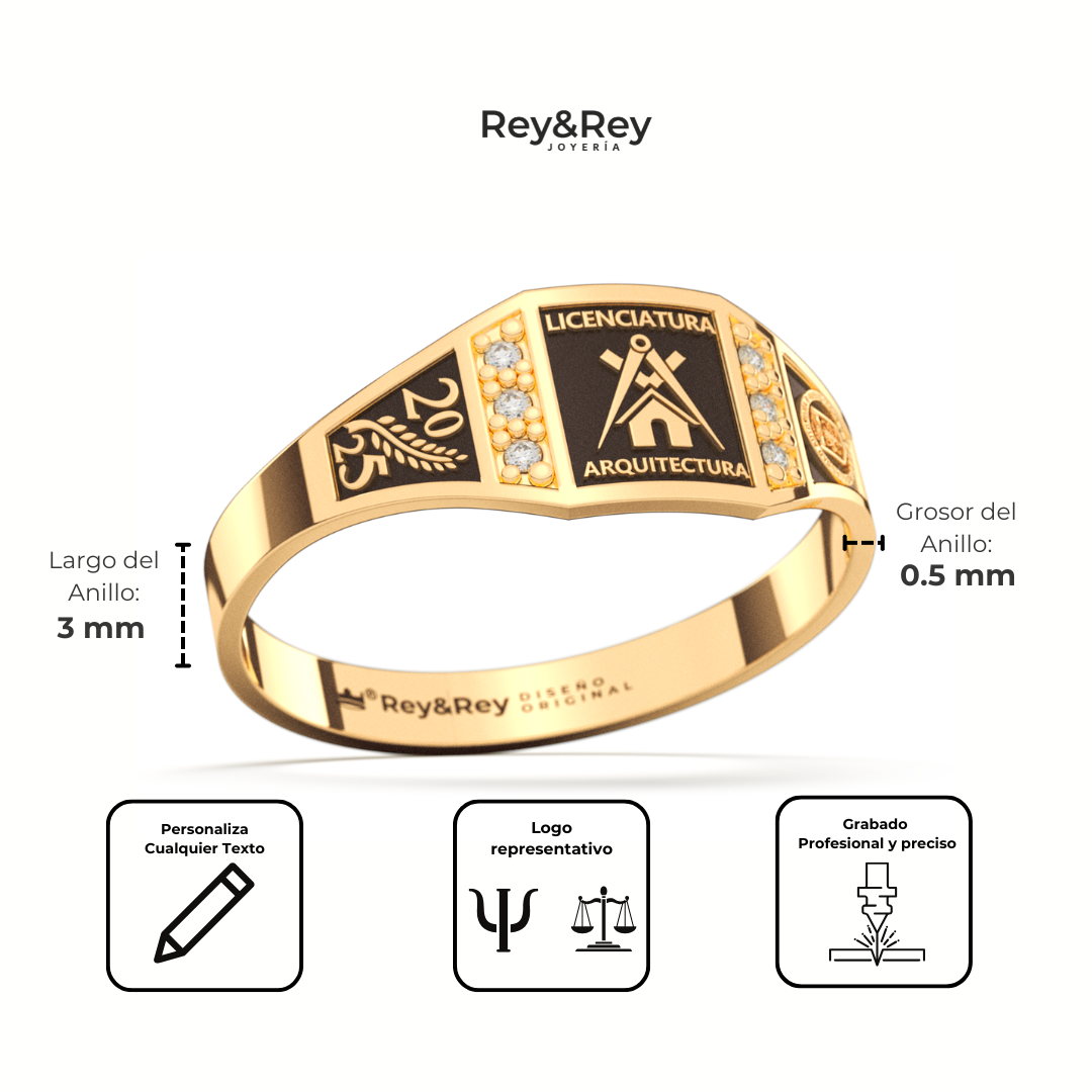 Anillo Merito Graduacion Oro
