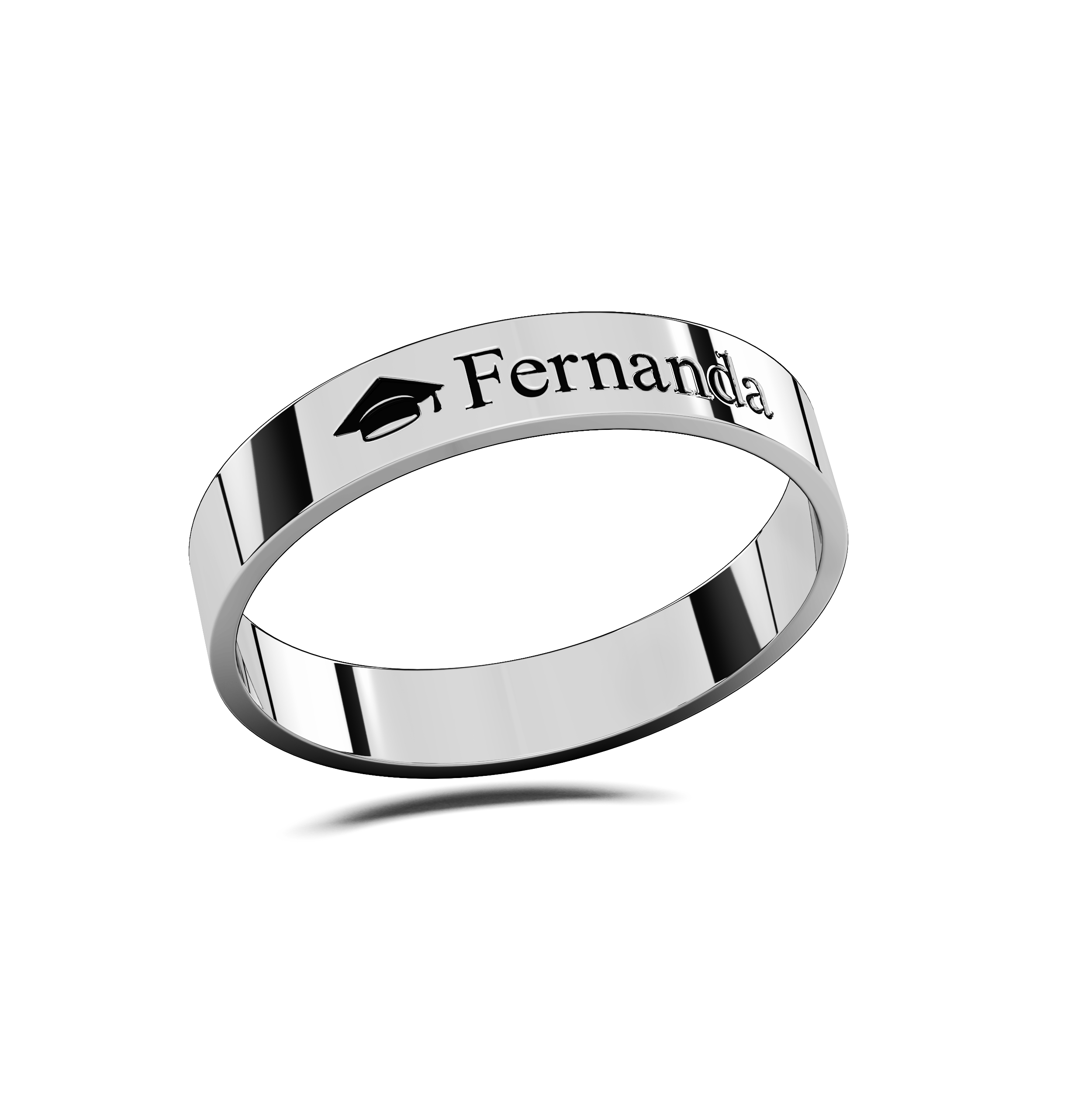 Anillo Graduación Flat S Birrete Name Plata
