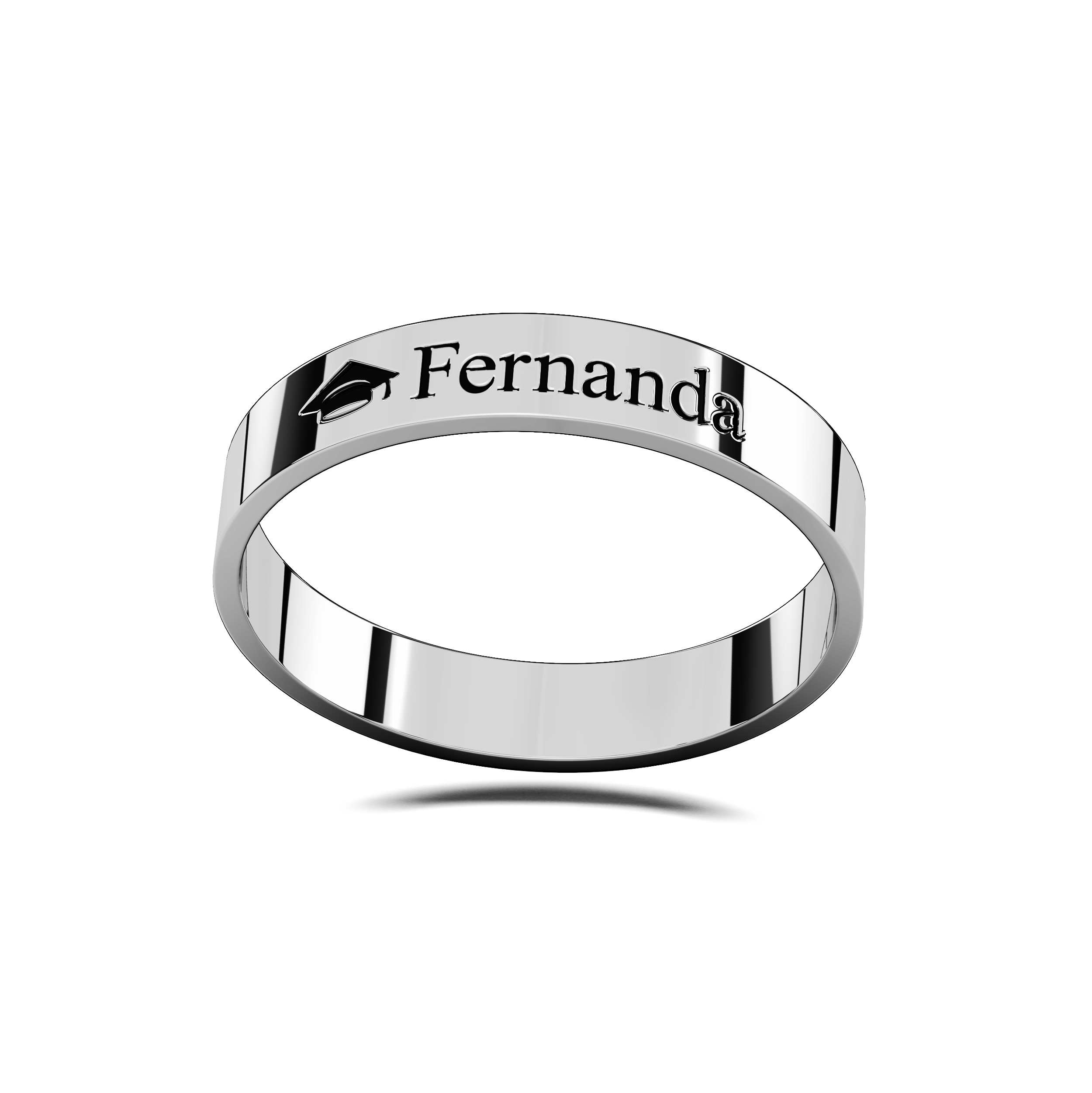 Anillo Graduación Flat S Birrete Name Plata