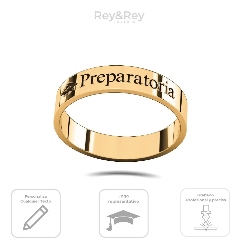 Anillo Graduación Flat S Birrete Name Plata