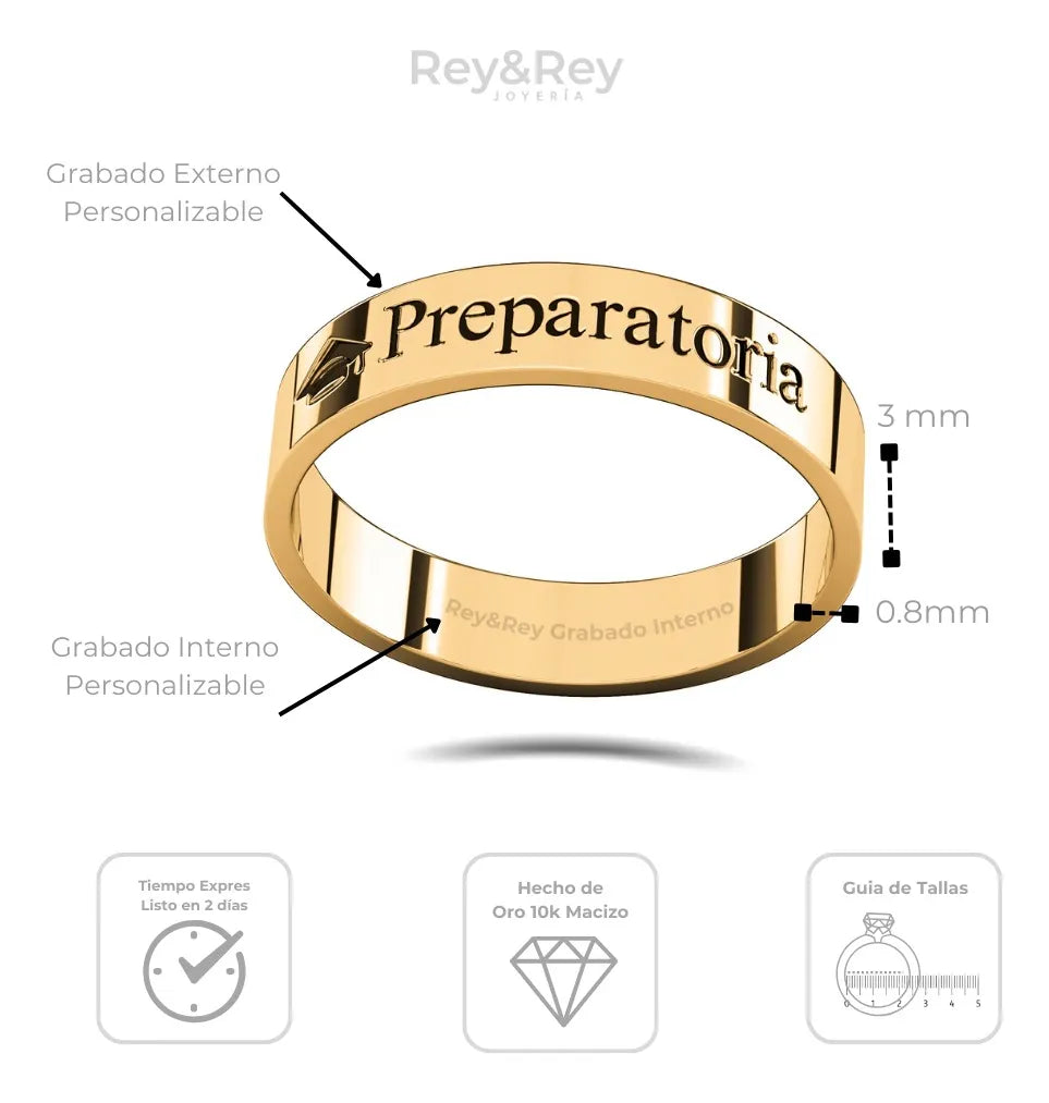 Anillo Graduación Flat S Birrete Name Plata