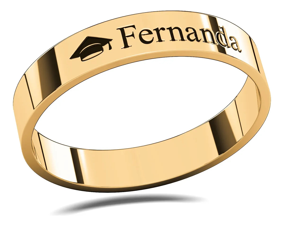 Anillo Graduación Flat S Birrete Name Plata