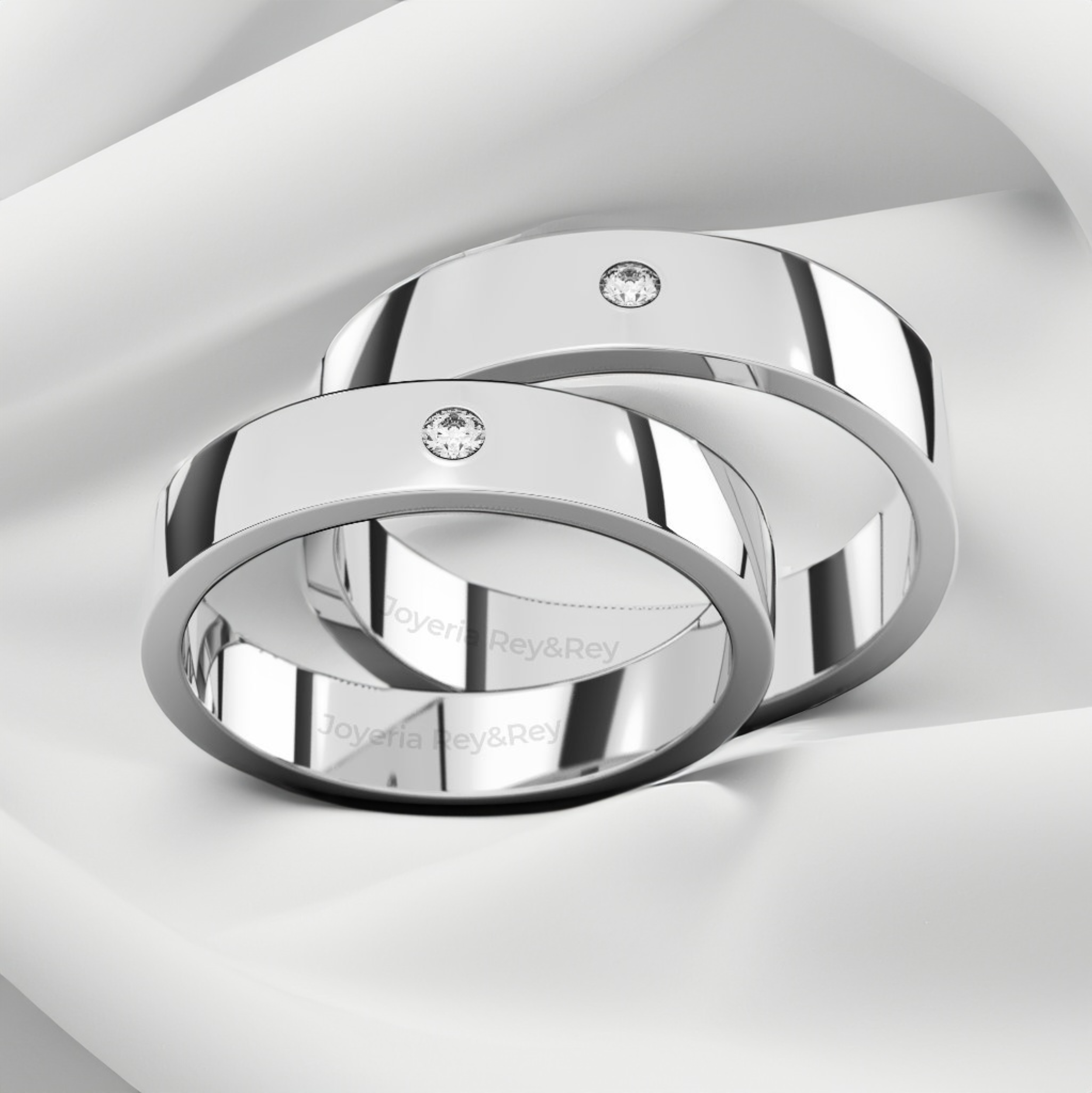 Anillos Matrimoniales Par Flat X de Plata .925