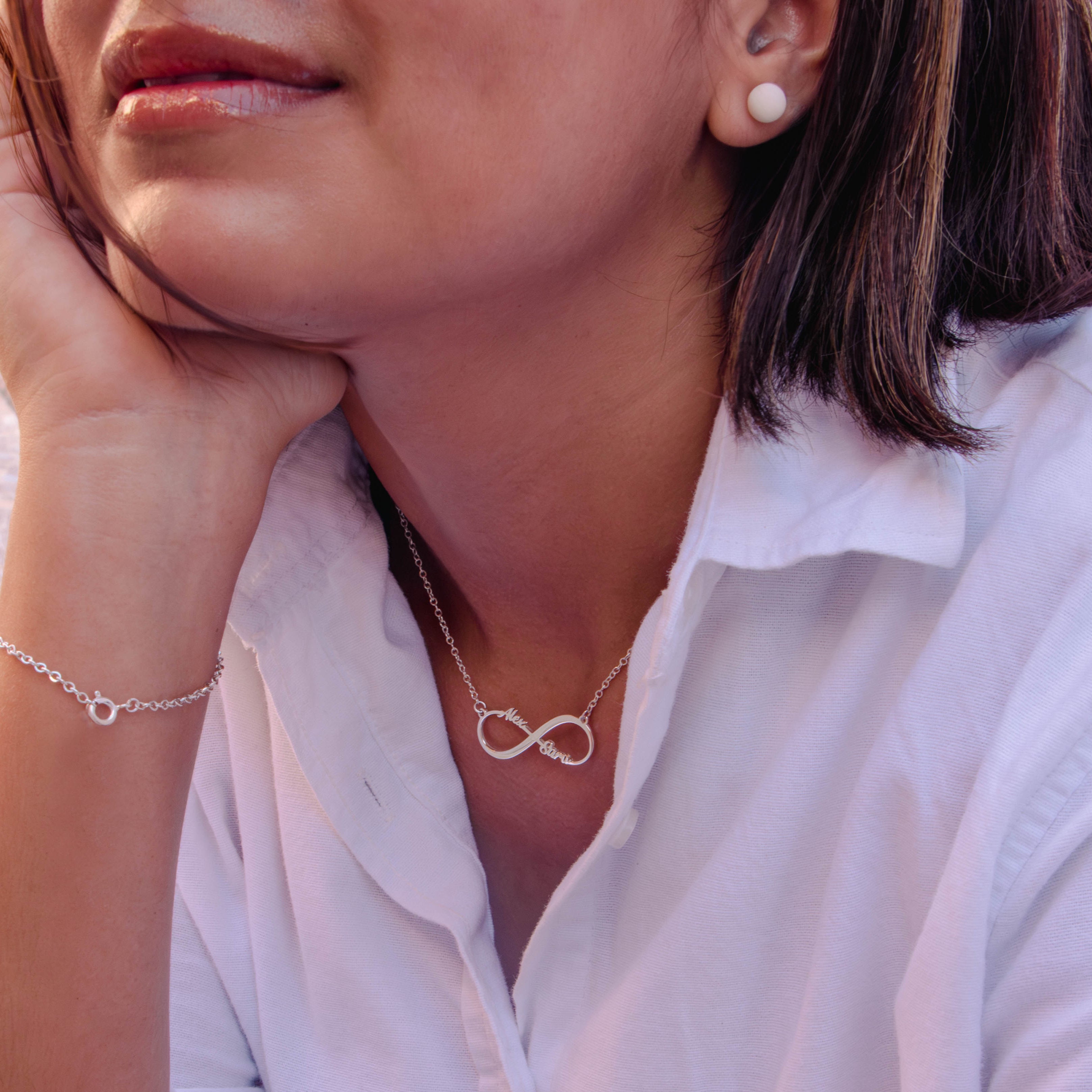 Collar Infinito Duos Personalizable Plata .925
