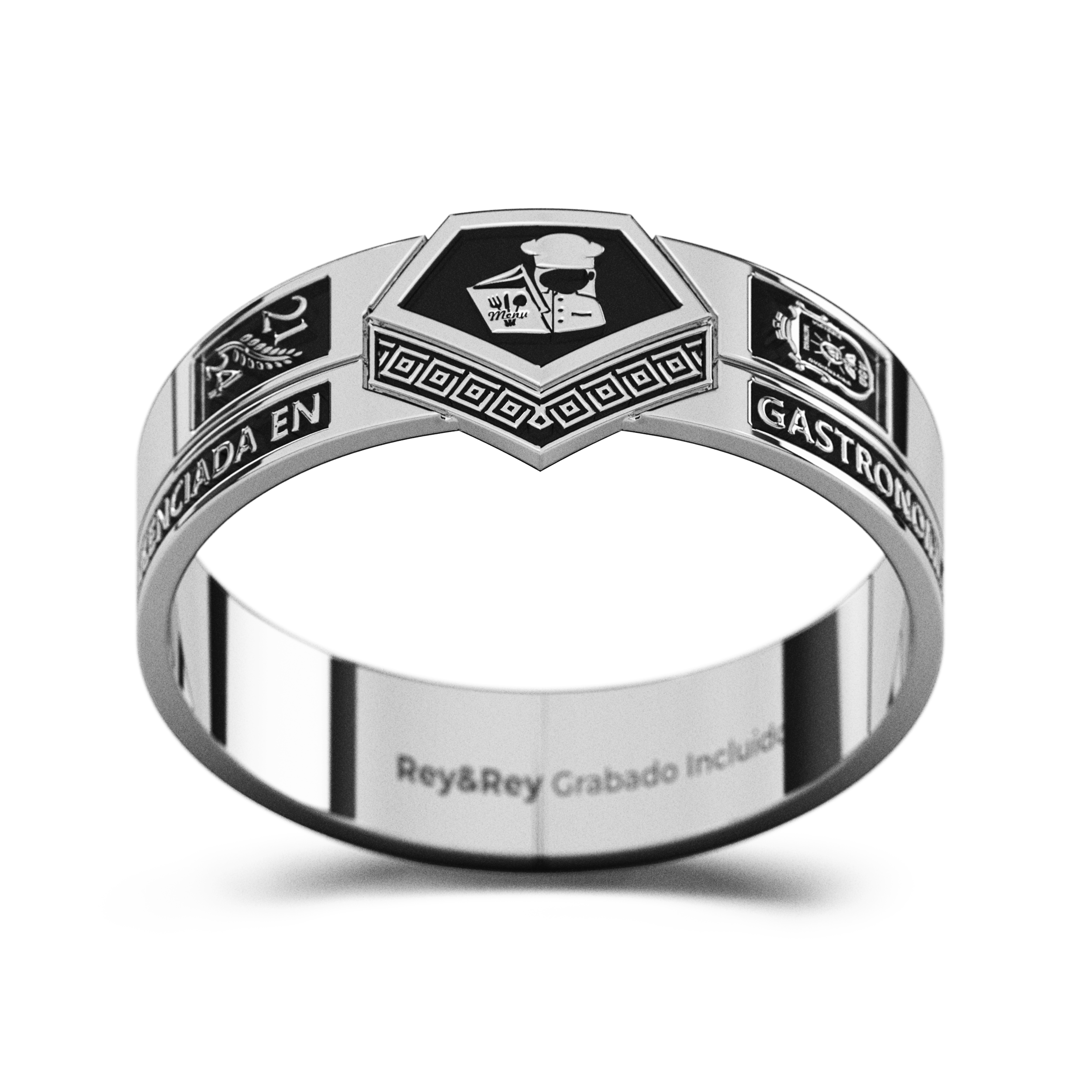 Anillo Graduación Alianza Grecas Plata