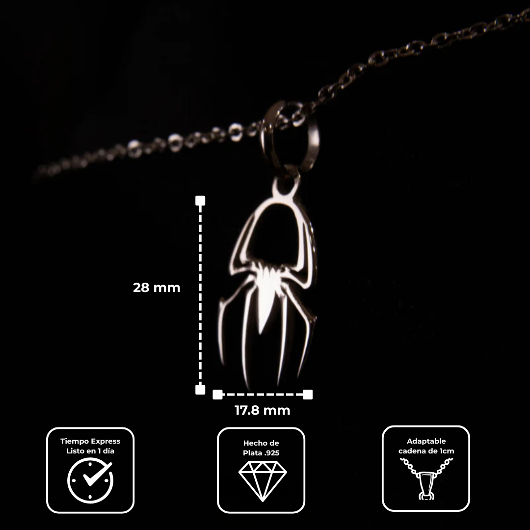 Collar Dije Spiderman Mini Minimalista Pequeño Plata .925