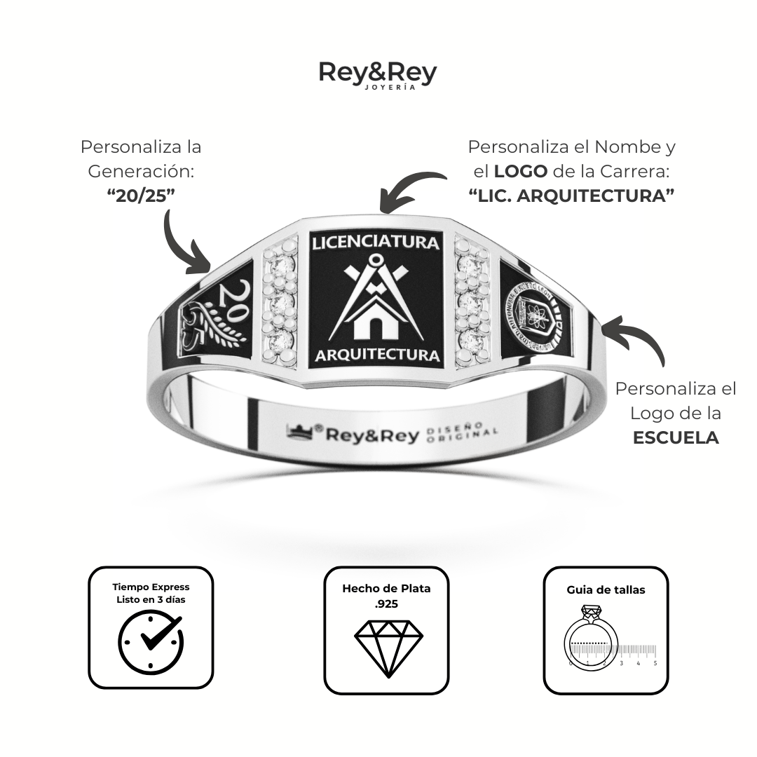 Anillo Graduación Merito Plata