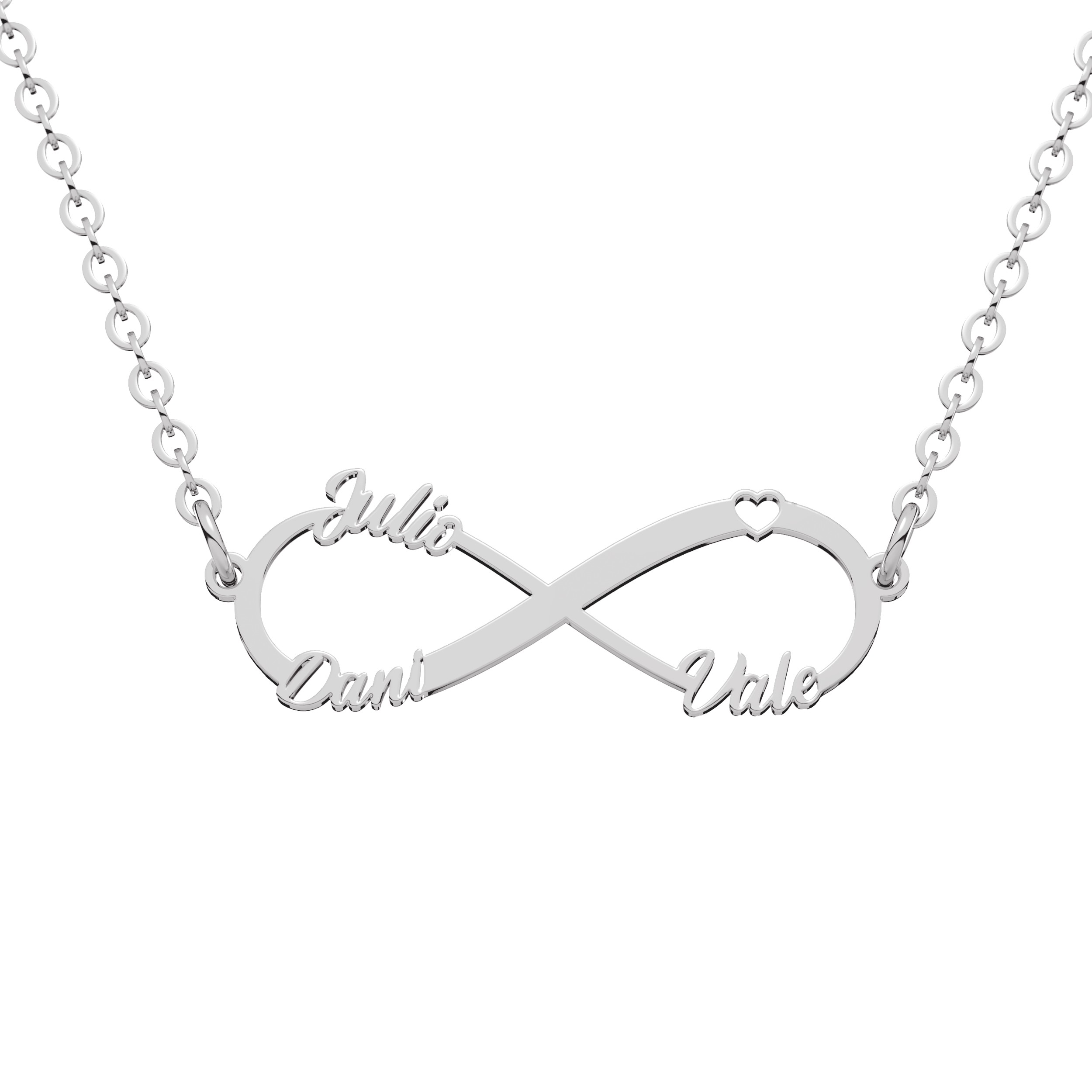 Collar Infinito 3 Nombres Personalizable Plata .925