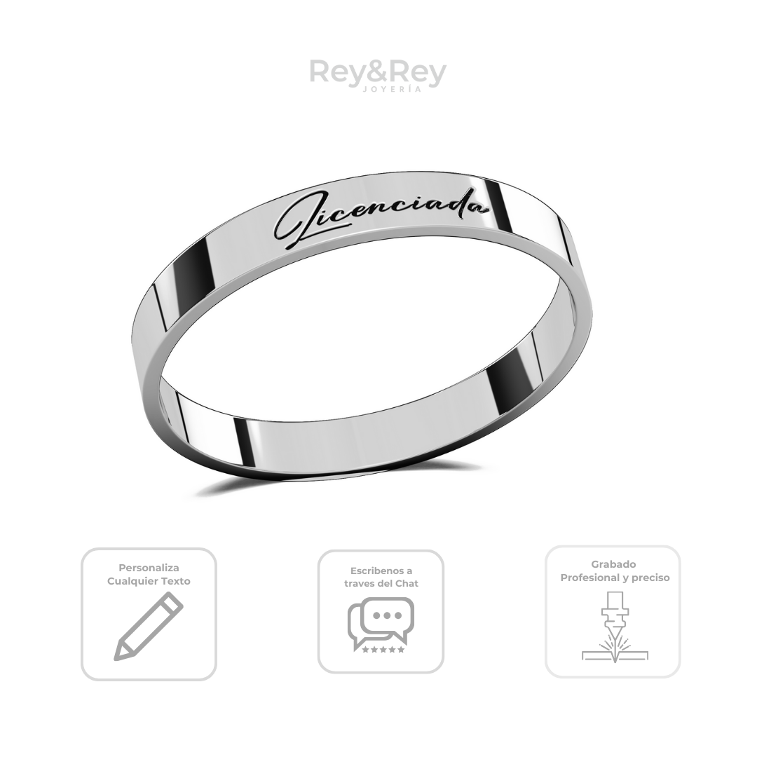 Anillo Graduación Lettering Plata