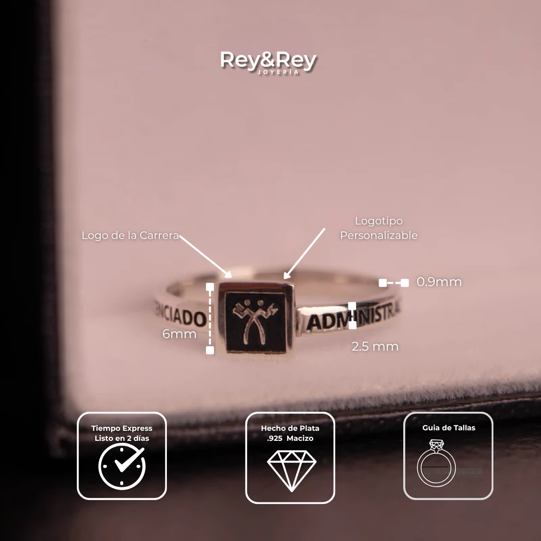 Anillo Graduación Square Plata
