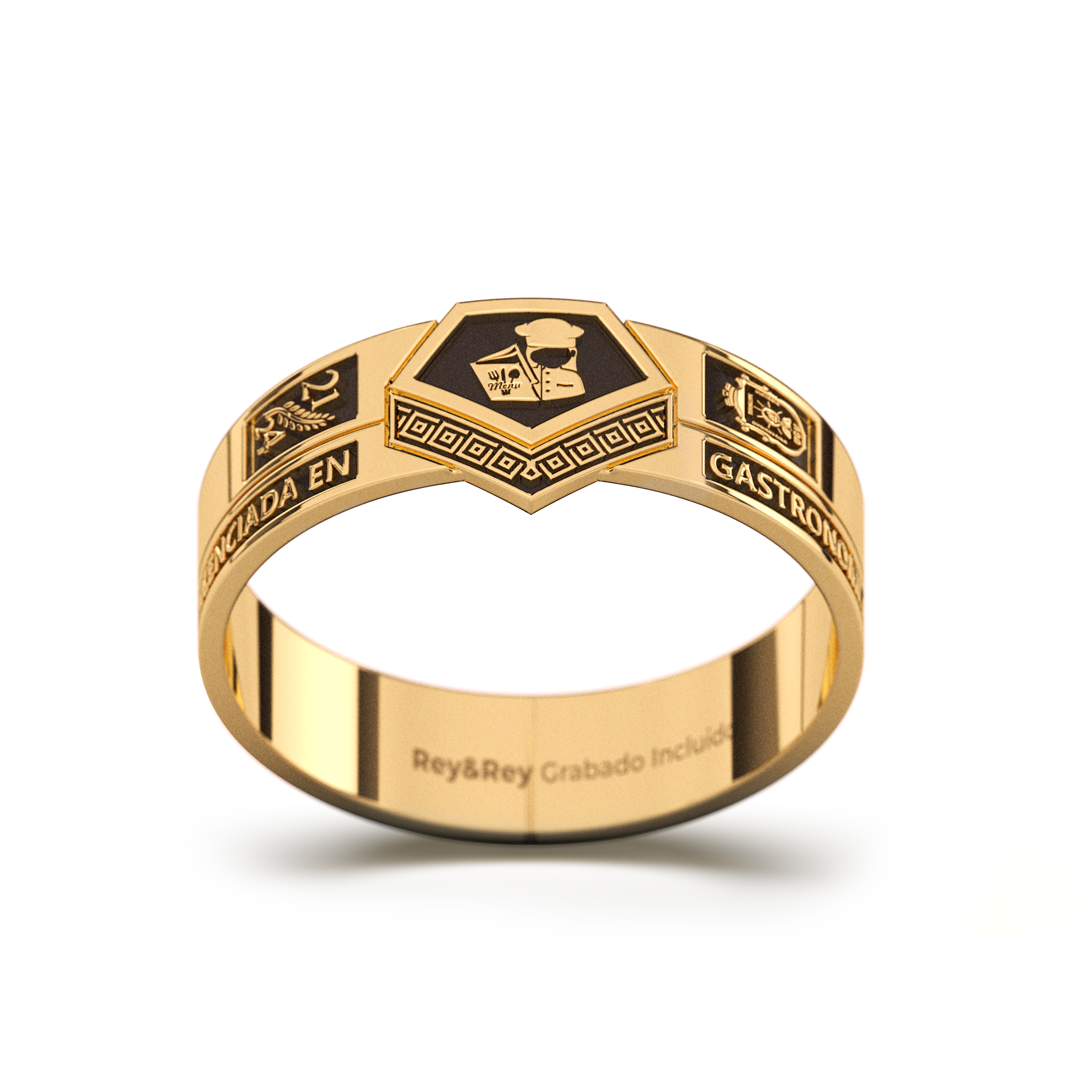 Anillo Graduación Alianza Grecas Oro 10k