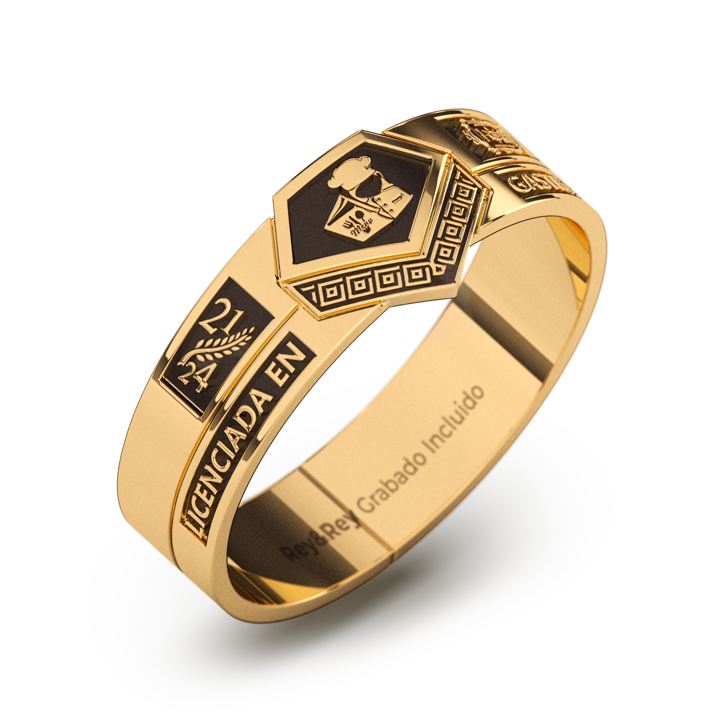 Anillo Graduación Alianza Grecas Oro 10k