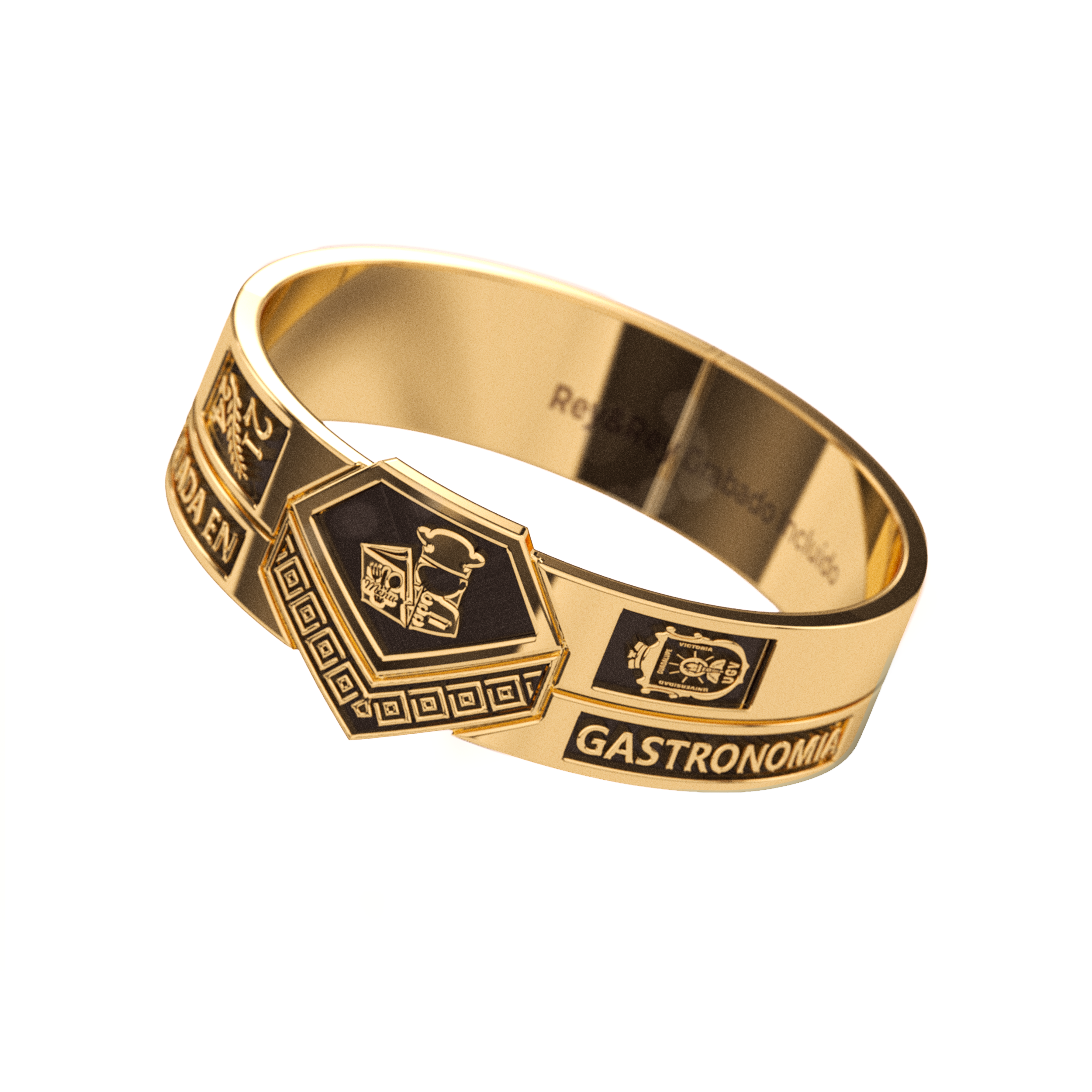 Anillo Graduación Alianza Grecas Oro 10k