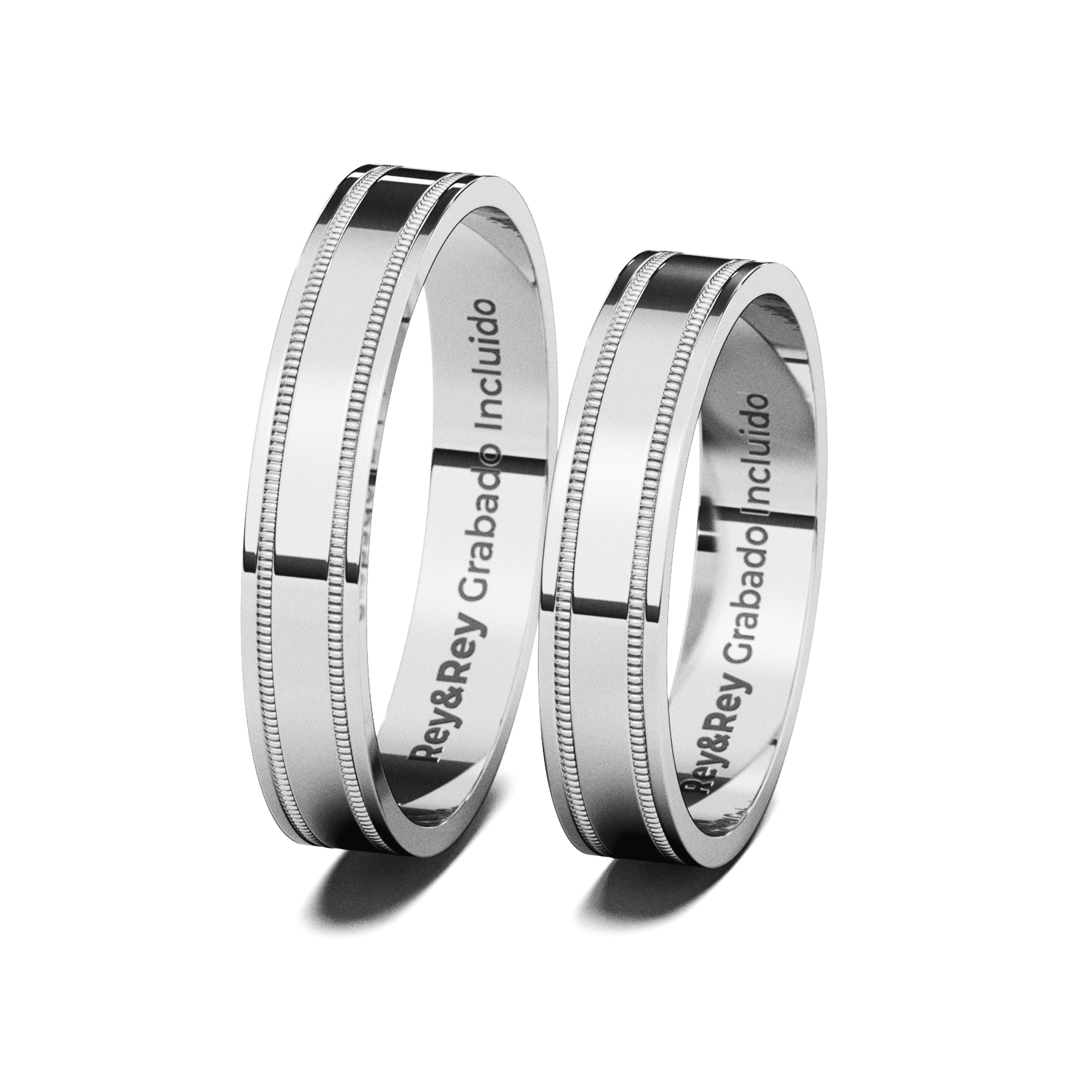 Anillos Matrimoniales Par Milgrain Plata