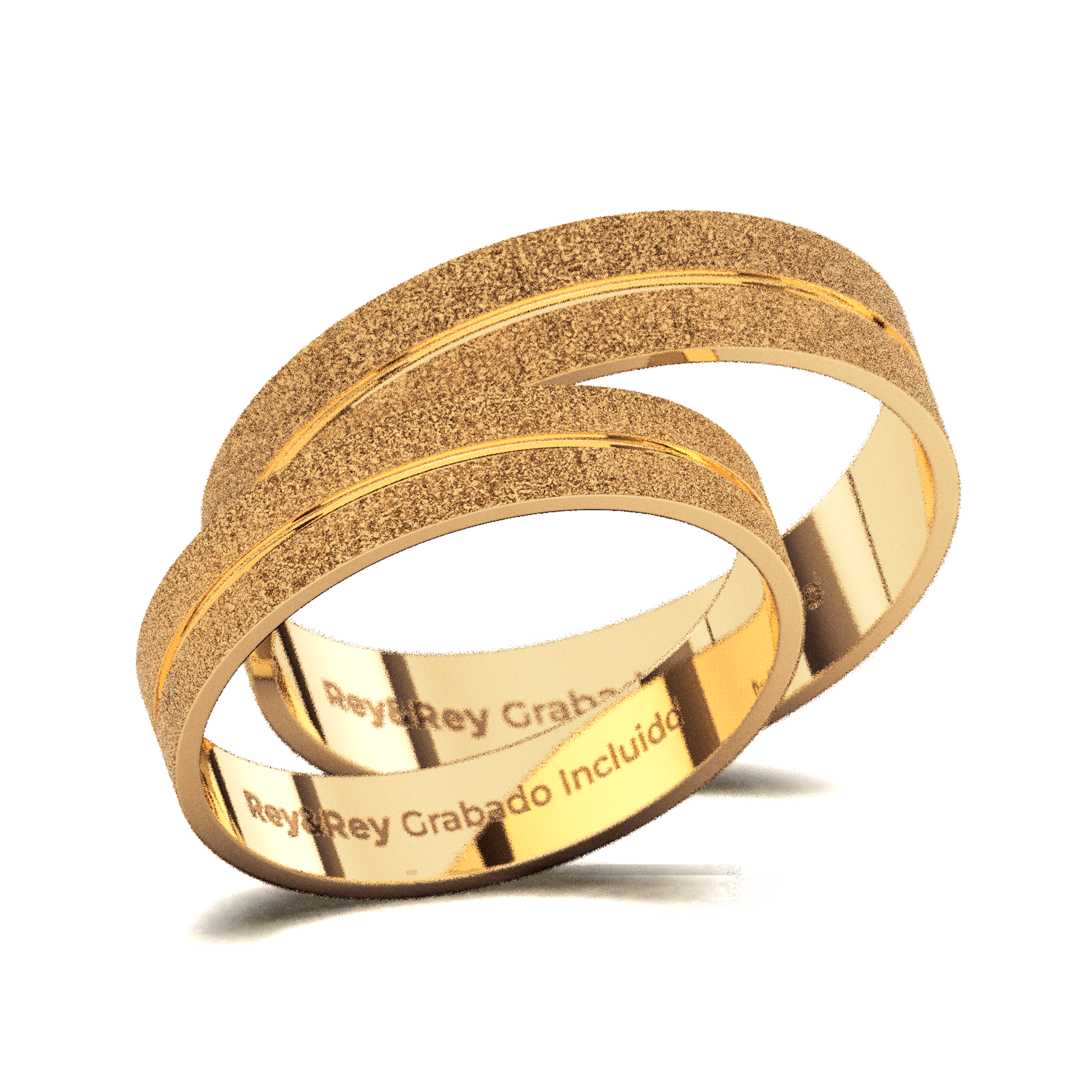 Anillos Matrimoniales Craquel SAND Oro 10k  Par