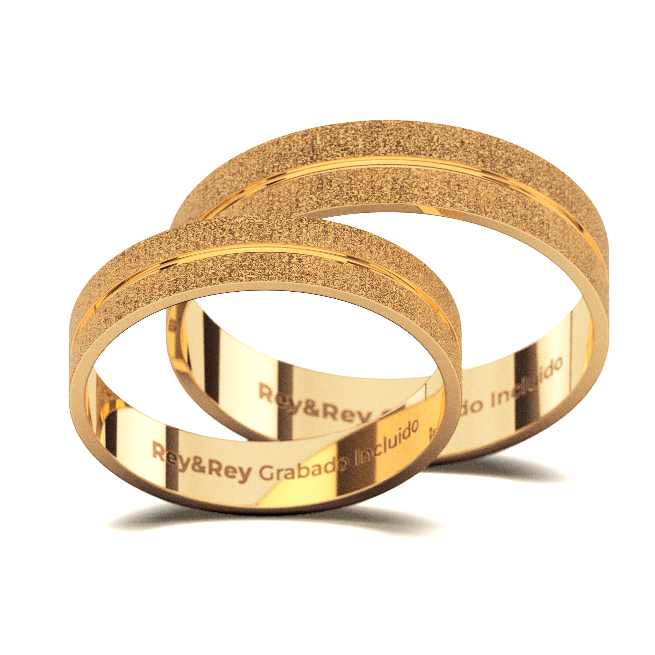 Anillos Matrimoniales Craquel SAND Oro 10k  Par