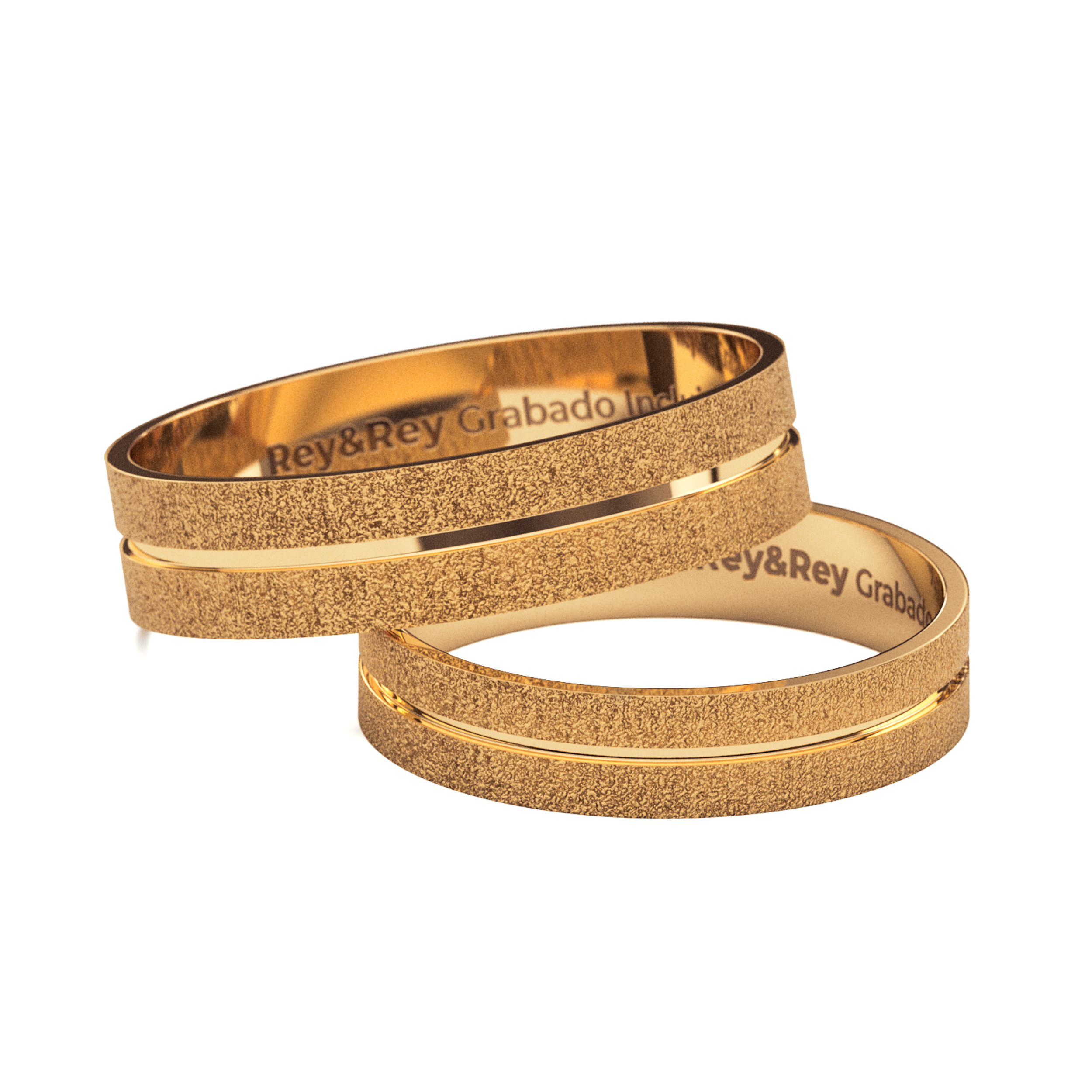 Anillos Matrimoniales Craquel SAND Oro 10k  Par