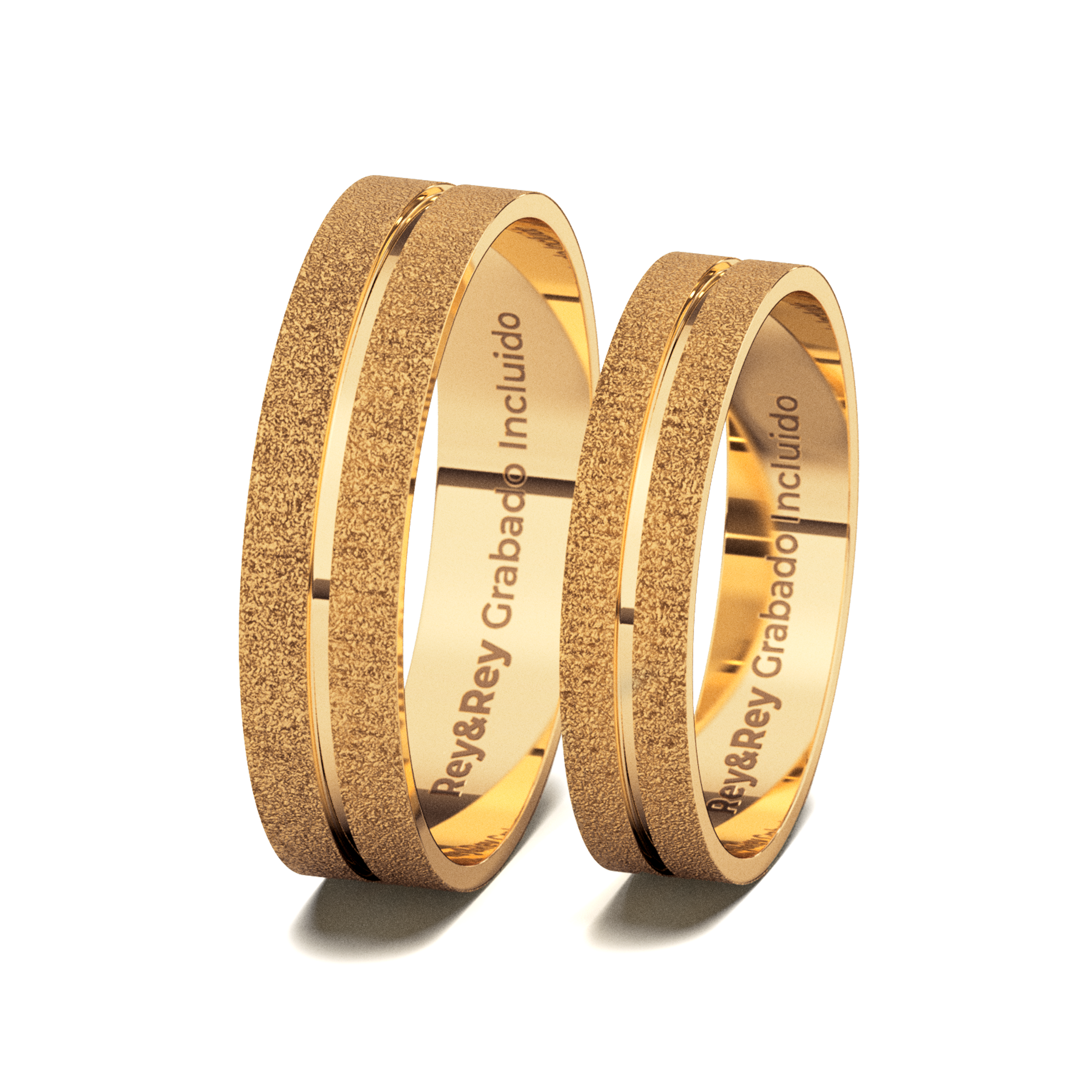 Anillos Matrimoniales Craquel SAND Oro 10k  Par