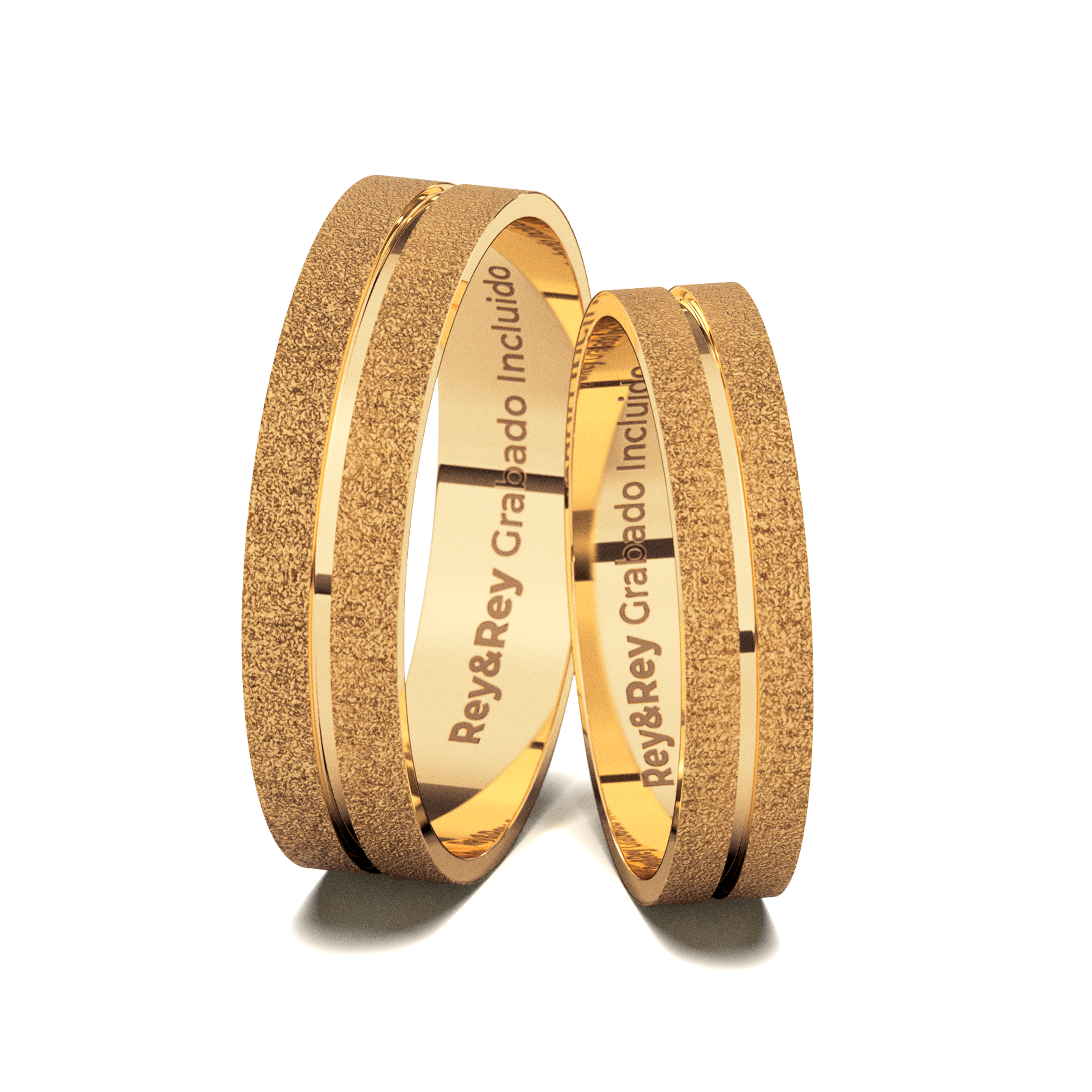 Anillos Matrimoniales Craquel SAND Oro 10k  Par
