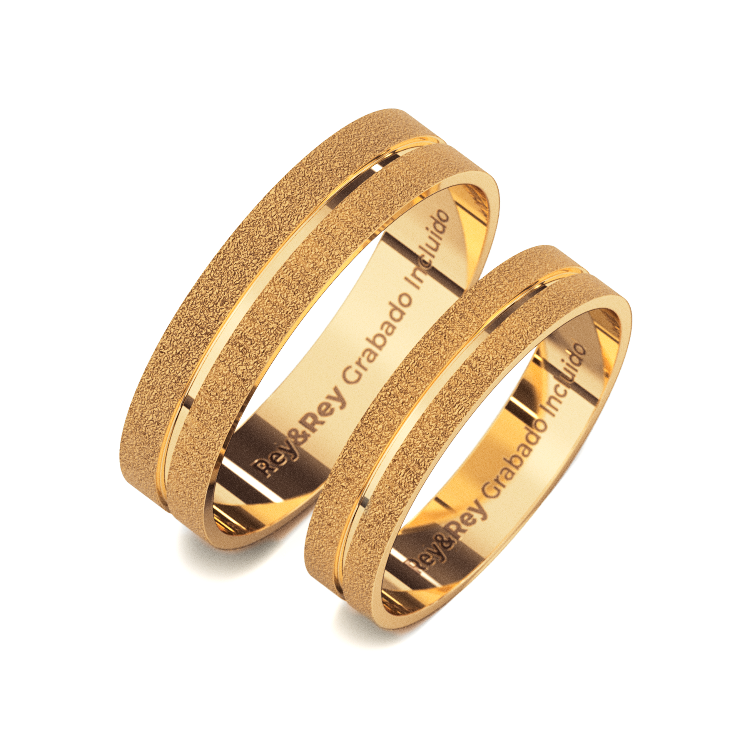 Anillos Matrimoniales Craquel SAND Oro 10k  Par