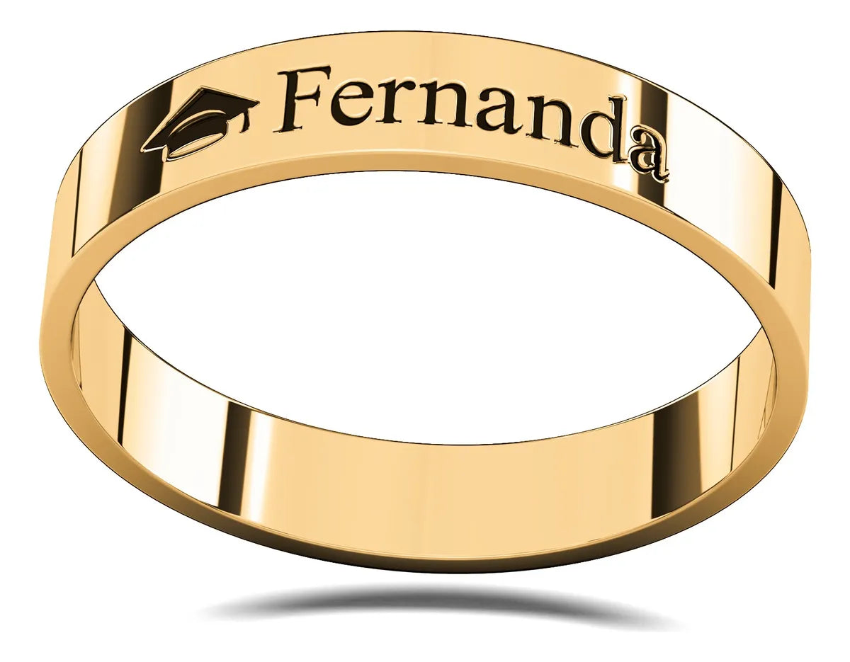 Anillo Graduación Flat S Birrete Name Plata