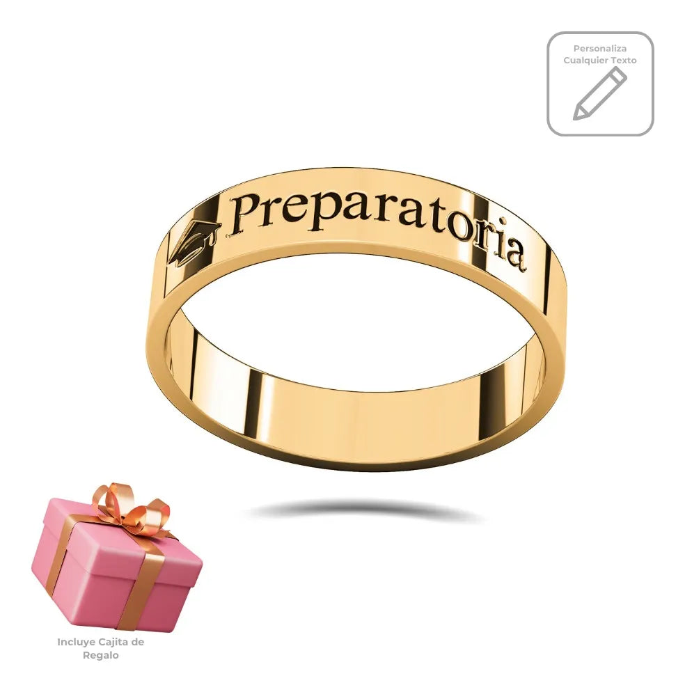 Anillo Graduación Flat S Birrete Name Plata