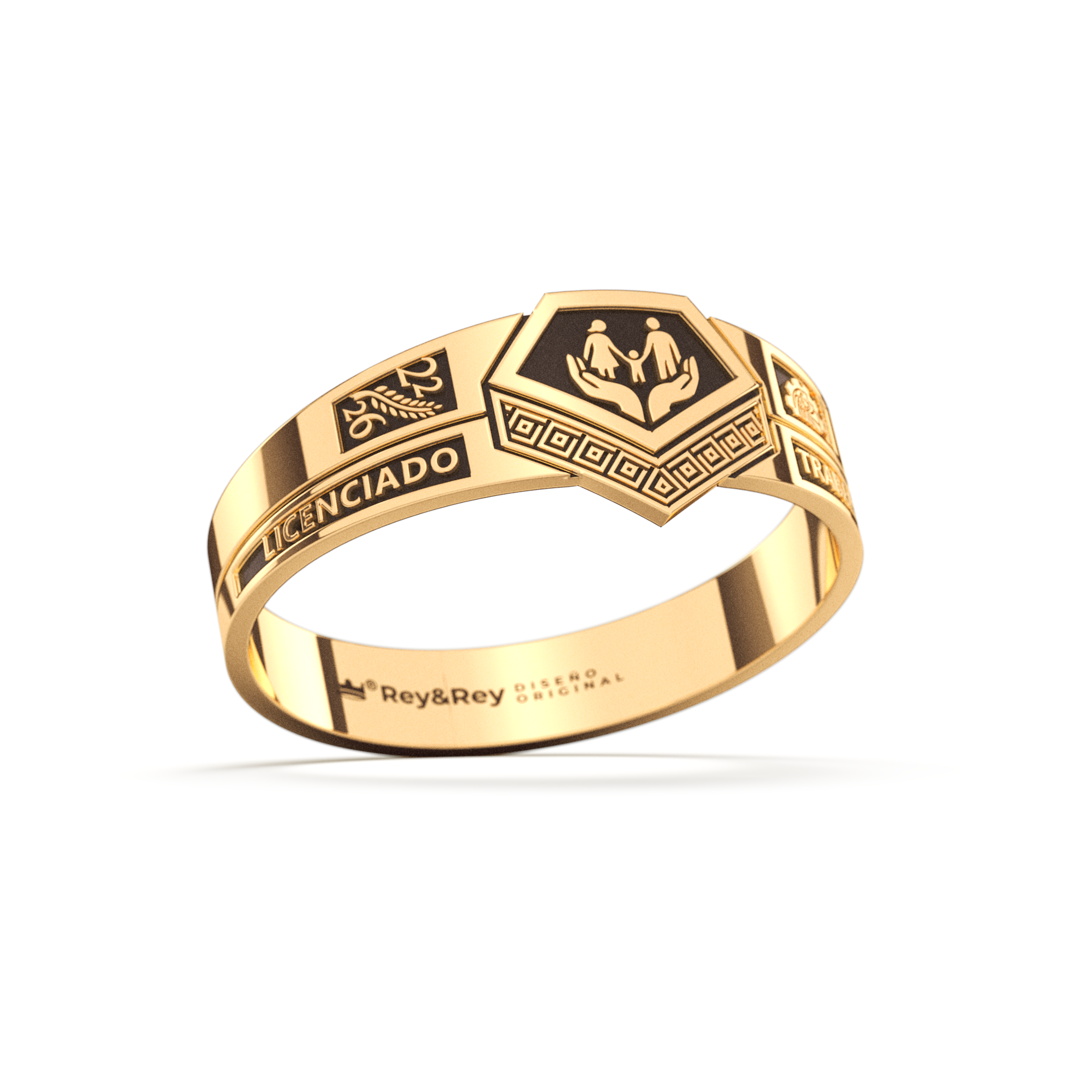 Anillo Graduación Alianza Grecas Oro 10k