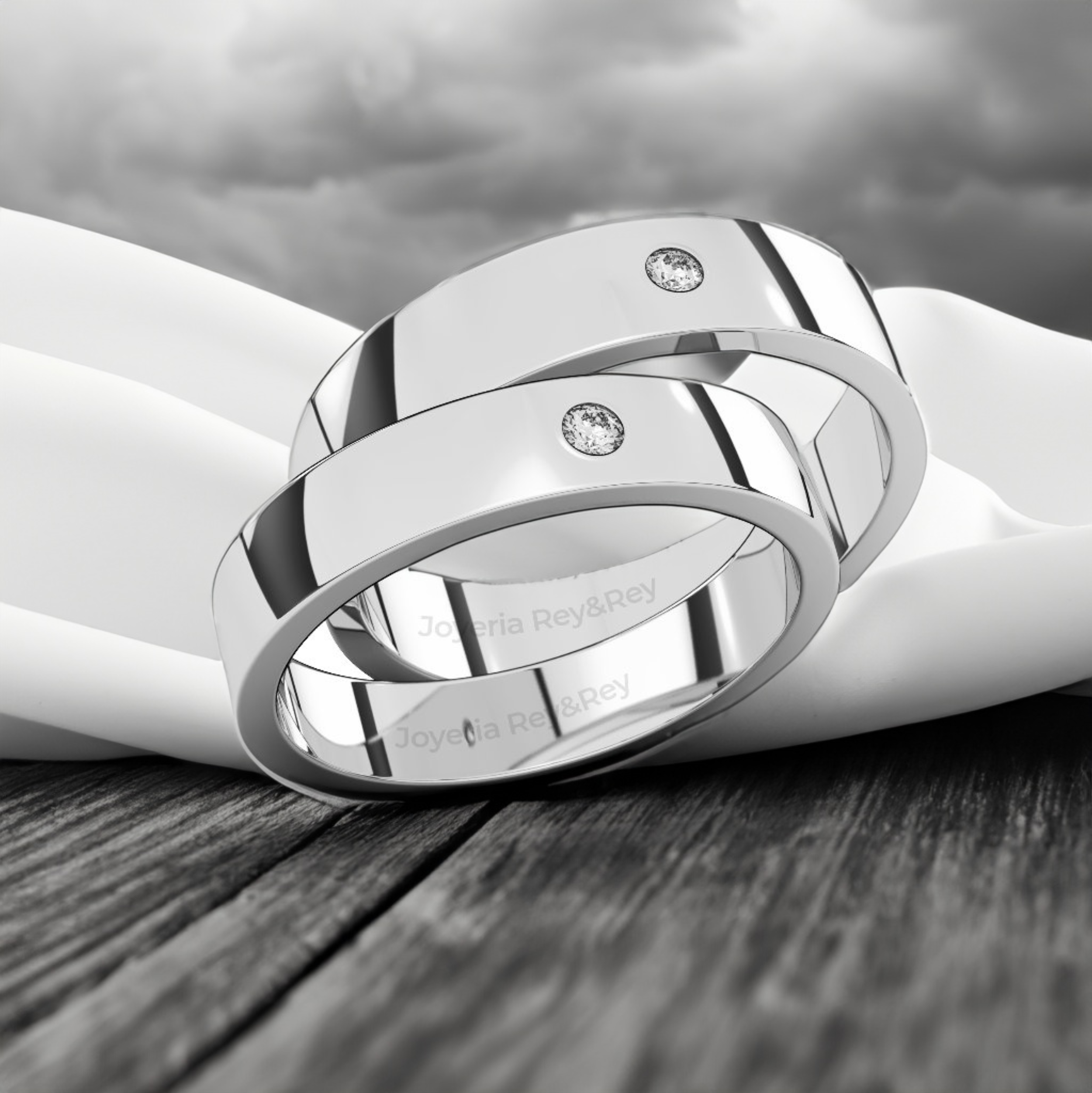 Anillos Matrimoniales Par Flat X de Plata .925