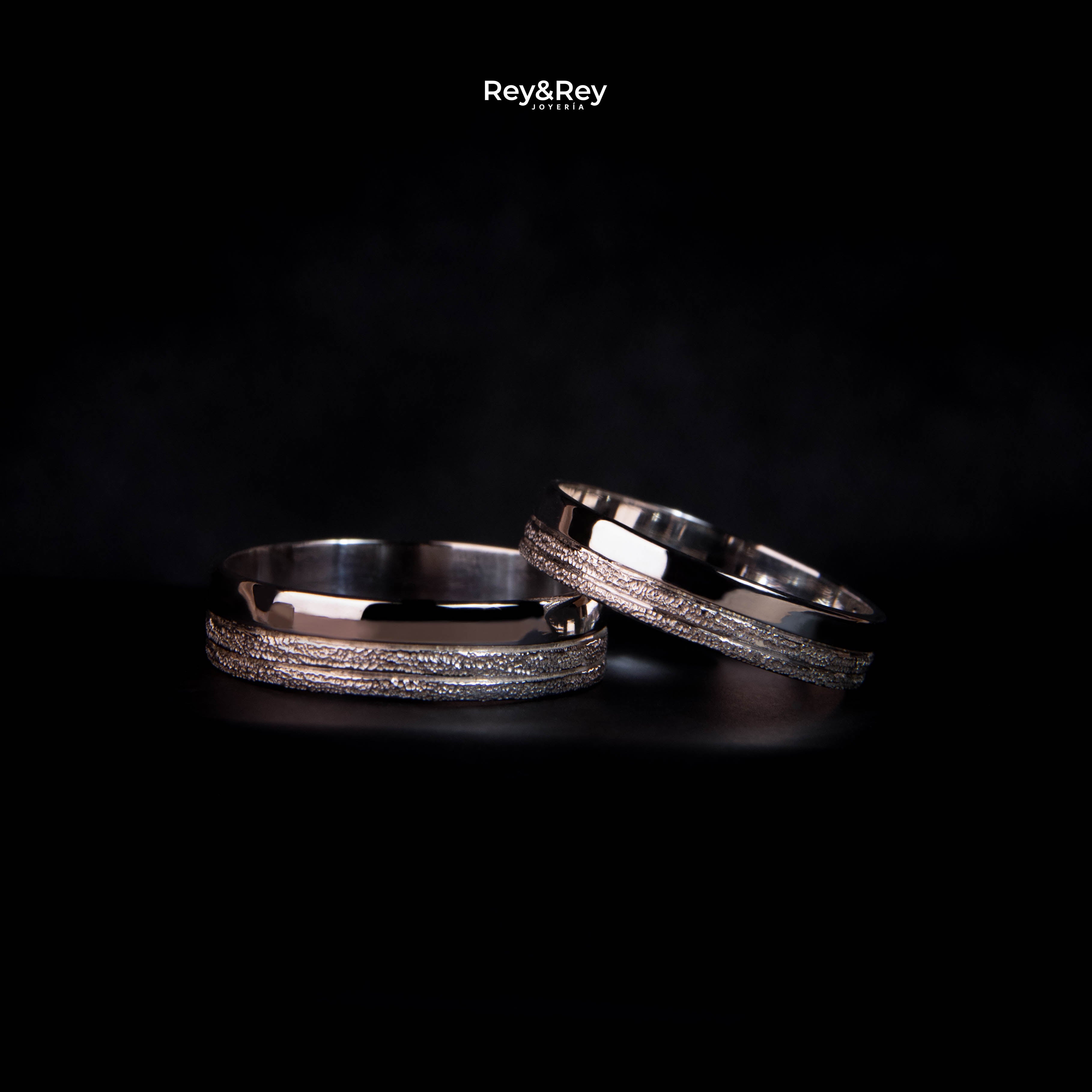 Anillos Matrimoniales Par Craquel LAT Plata .925