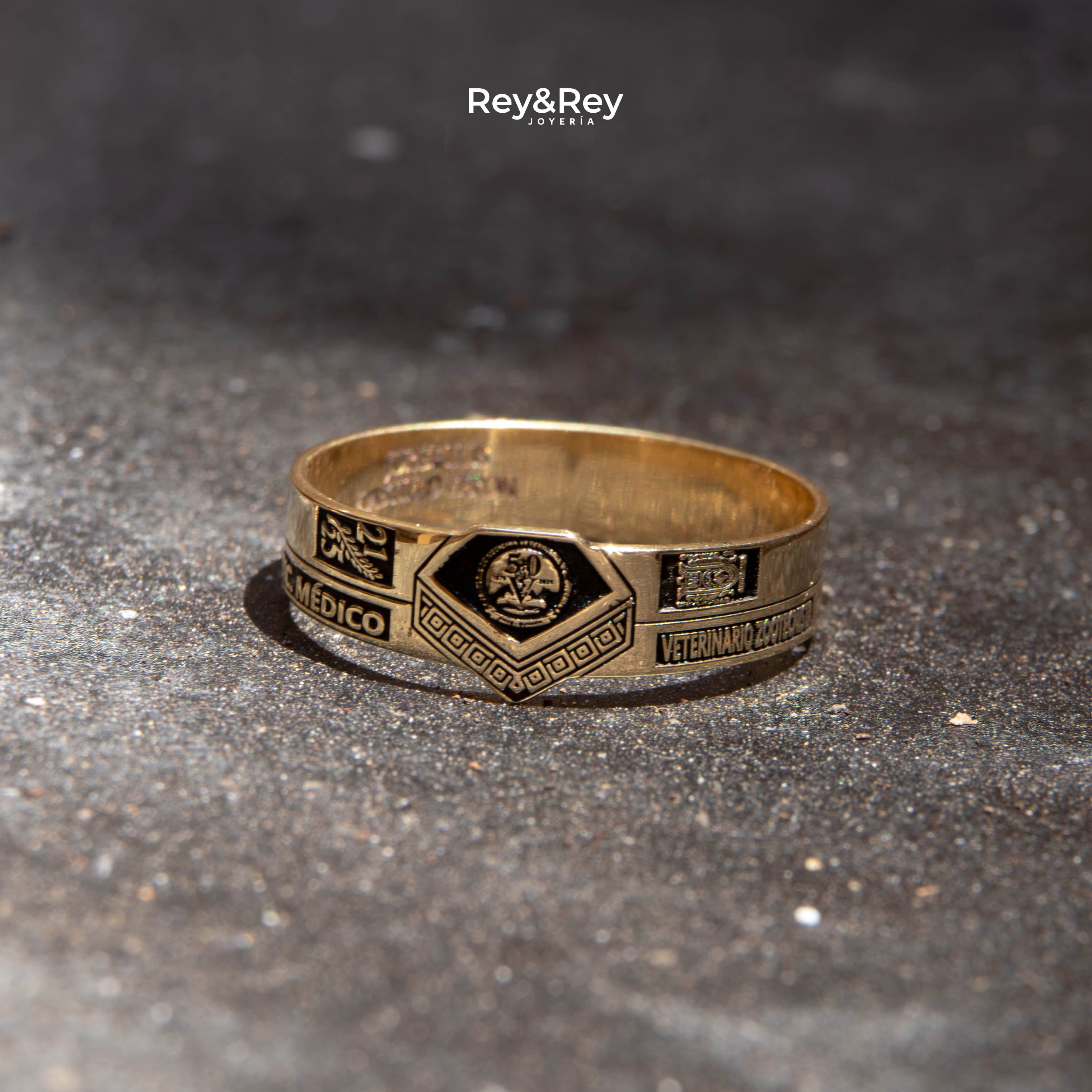Anillo Graduación Alianza Grecas Oro 10k