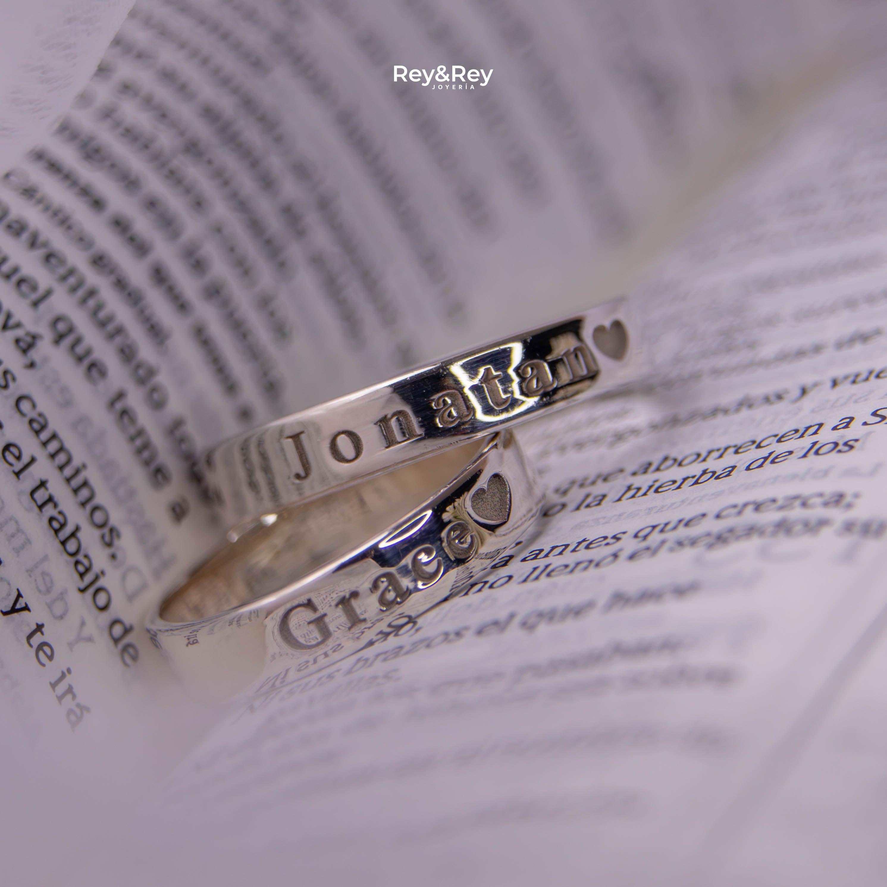 Anillos Matrimoniales Par Personalizables FlatS Name Plata .925