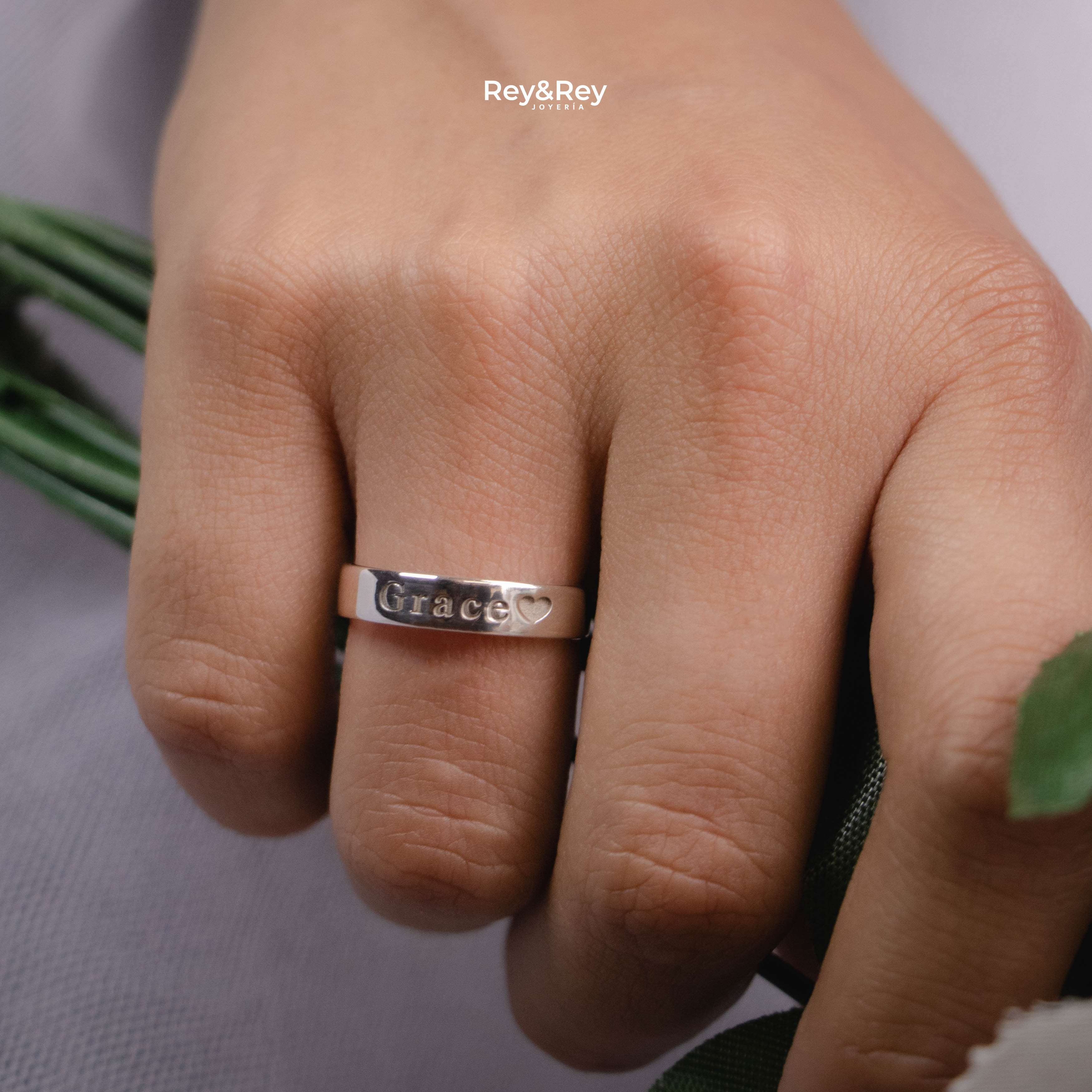 Anillos Matrimoniales Par Personalizables FlatS Name Plata .925