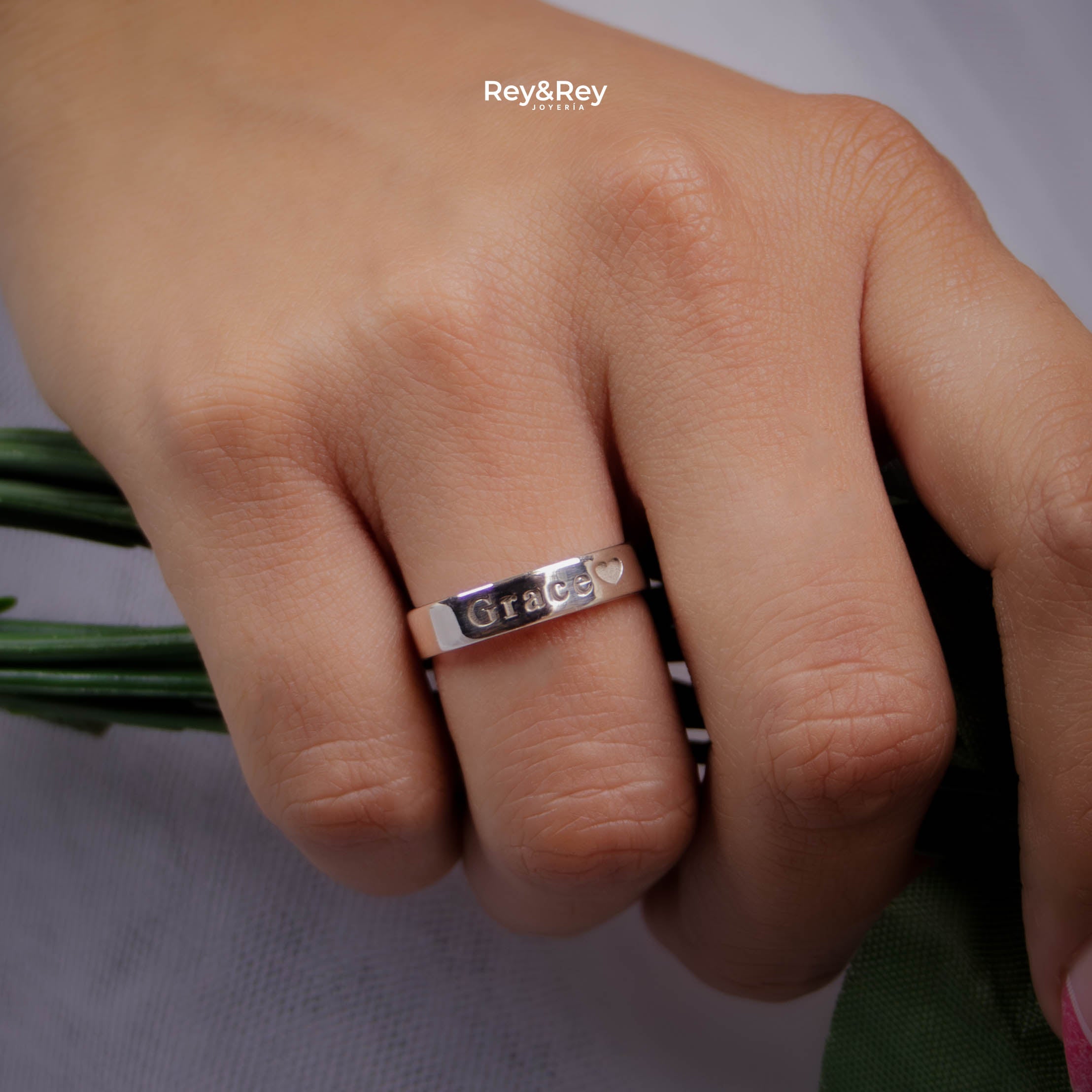 Anillos Matrimoniales Par Personalizables FlatS Name Plata .925