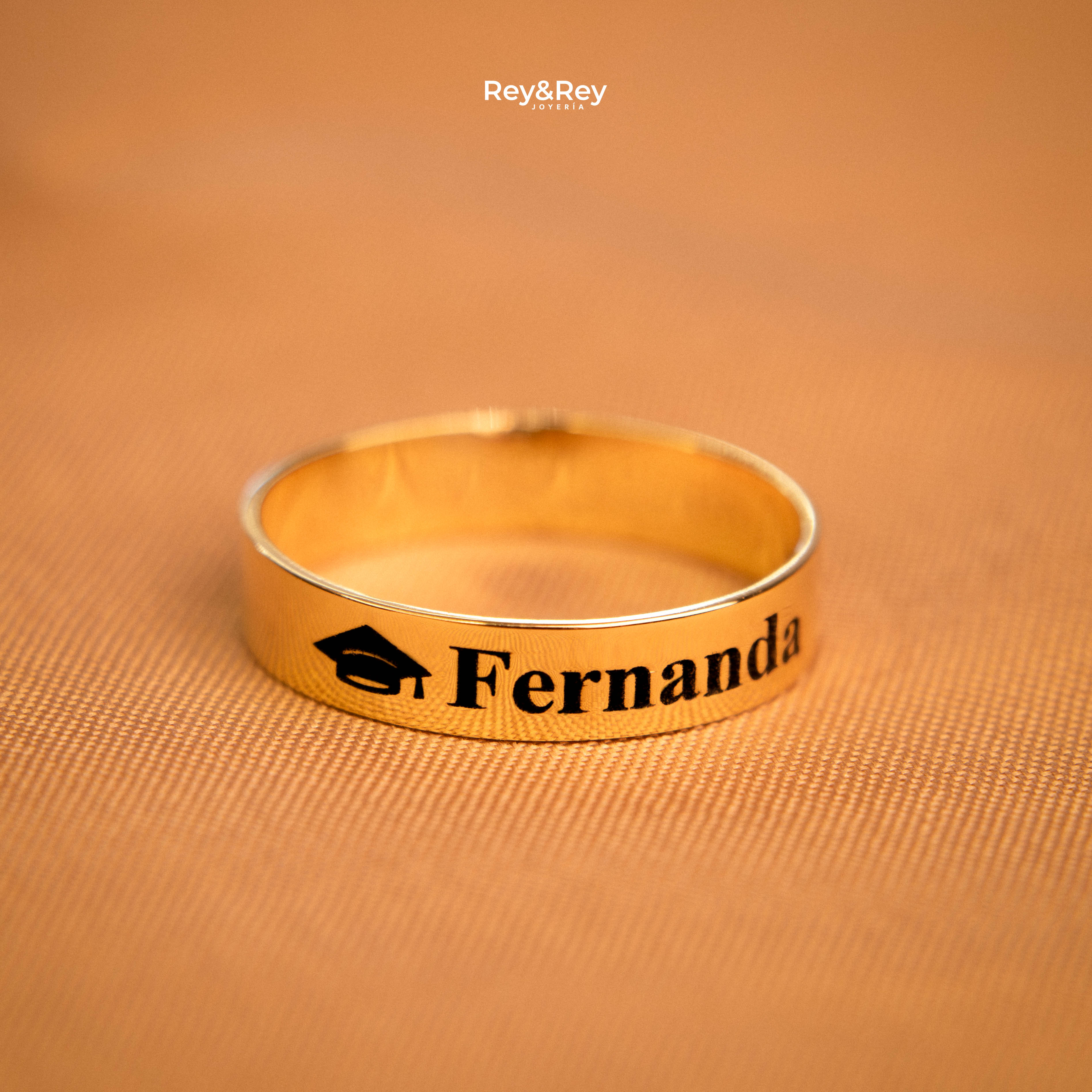 Anillo Graduación Flat S Birrete Name Plata