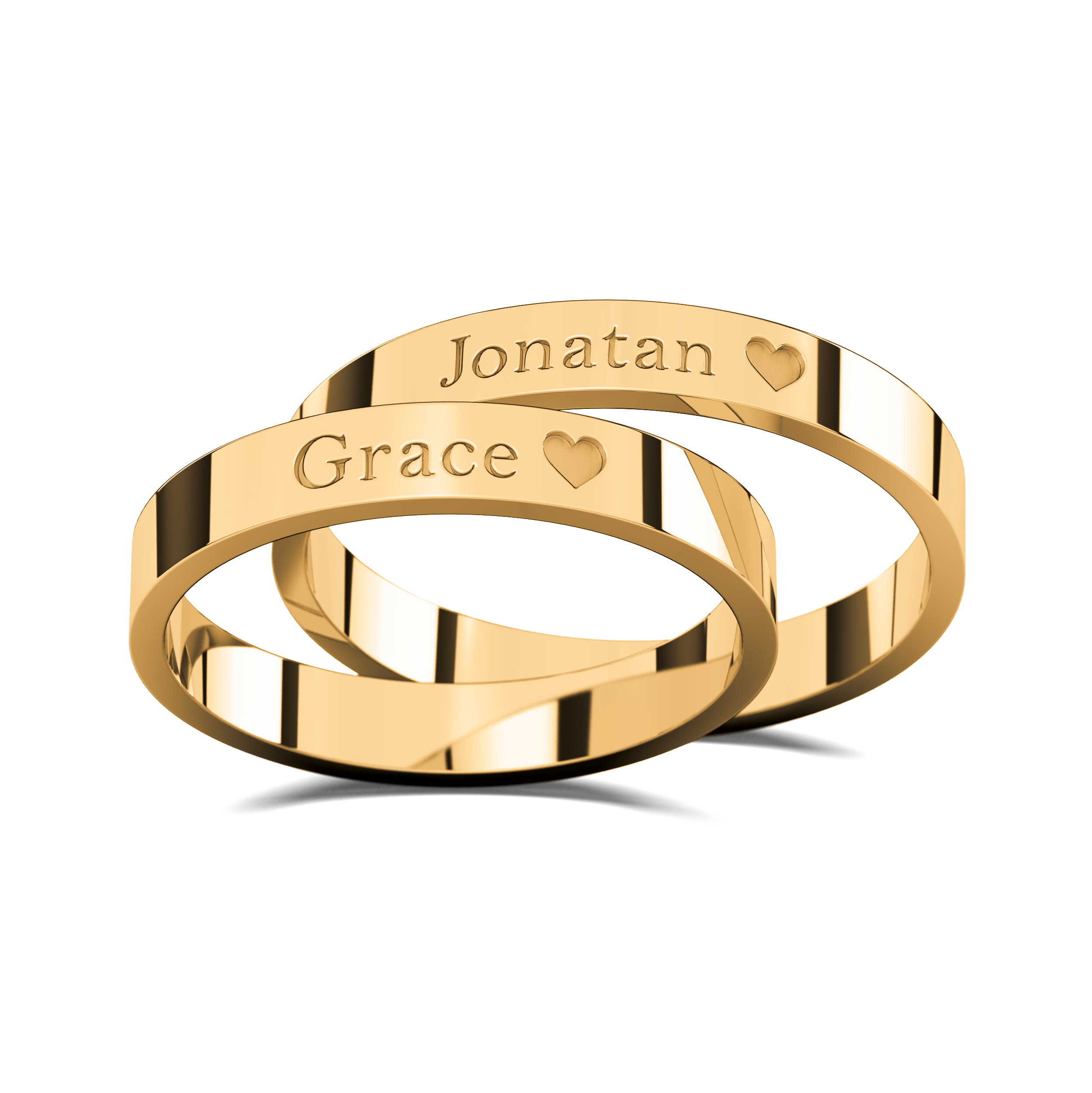 Anillos Matrimoniales Personalizables Flat S Name de Oro 10k Par