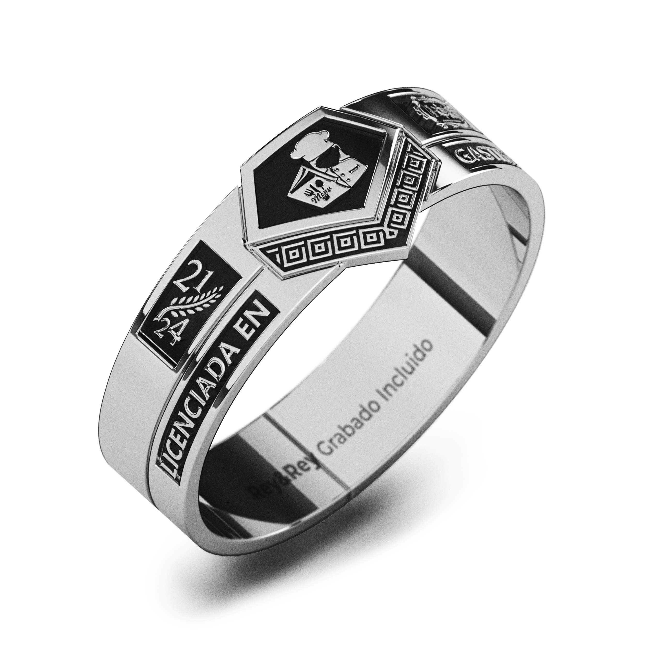 Anillo Graduación Alianza Grecas Plata