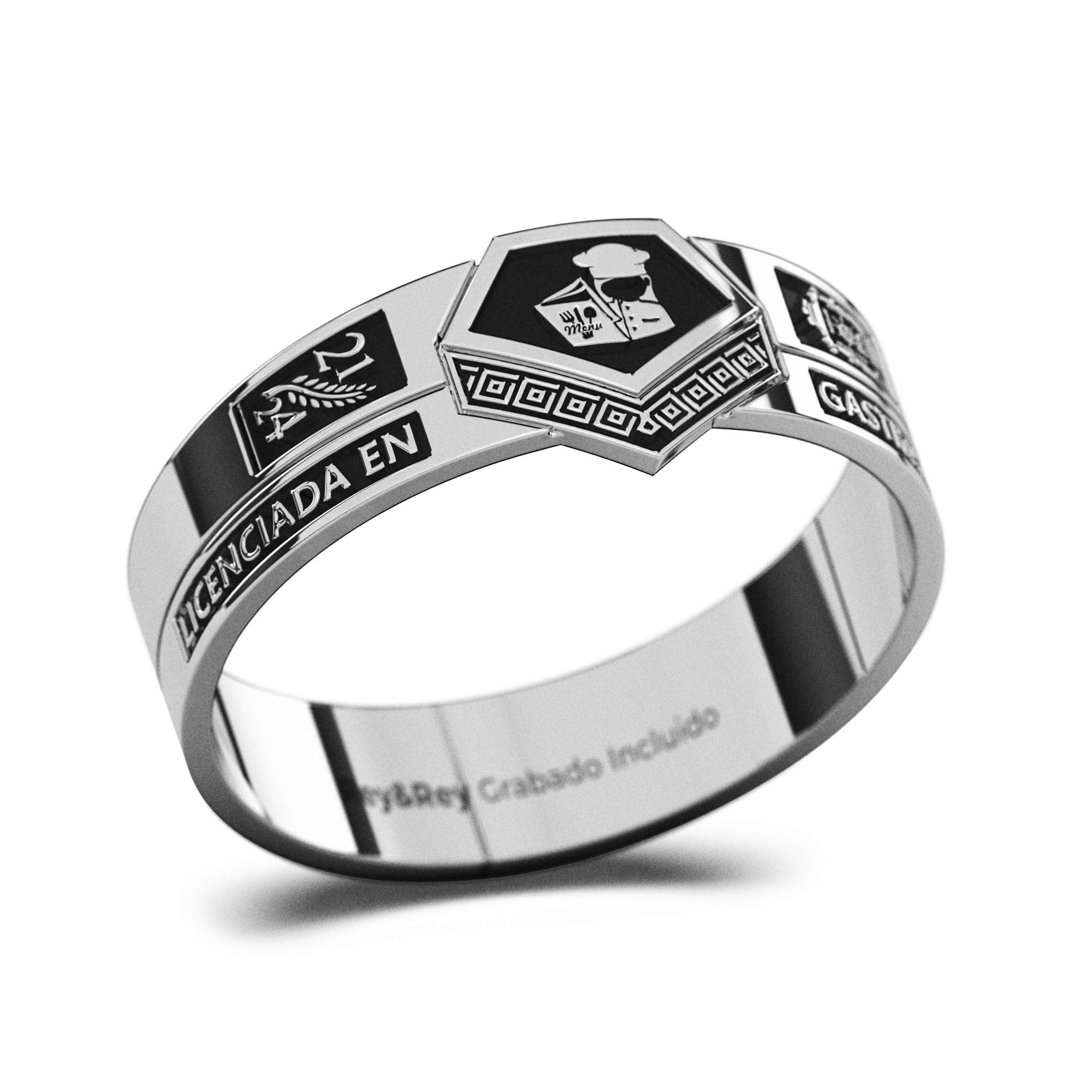 Anillo Graduación Alianza Grecas Plata